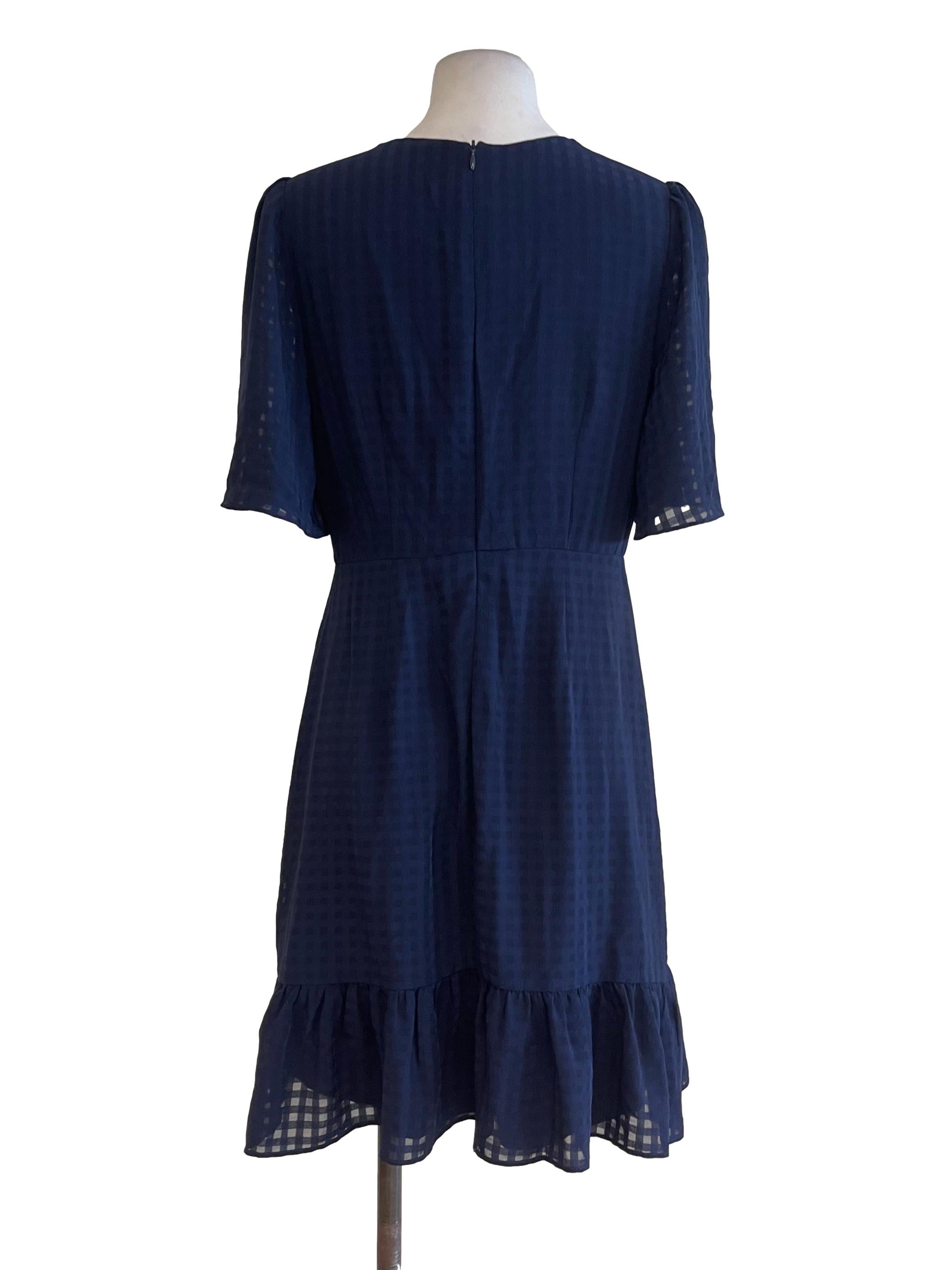 Navy Blue Grid Dress