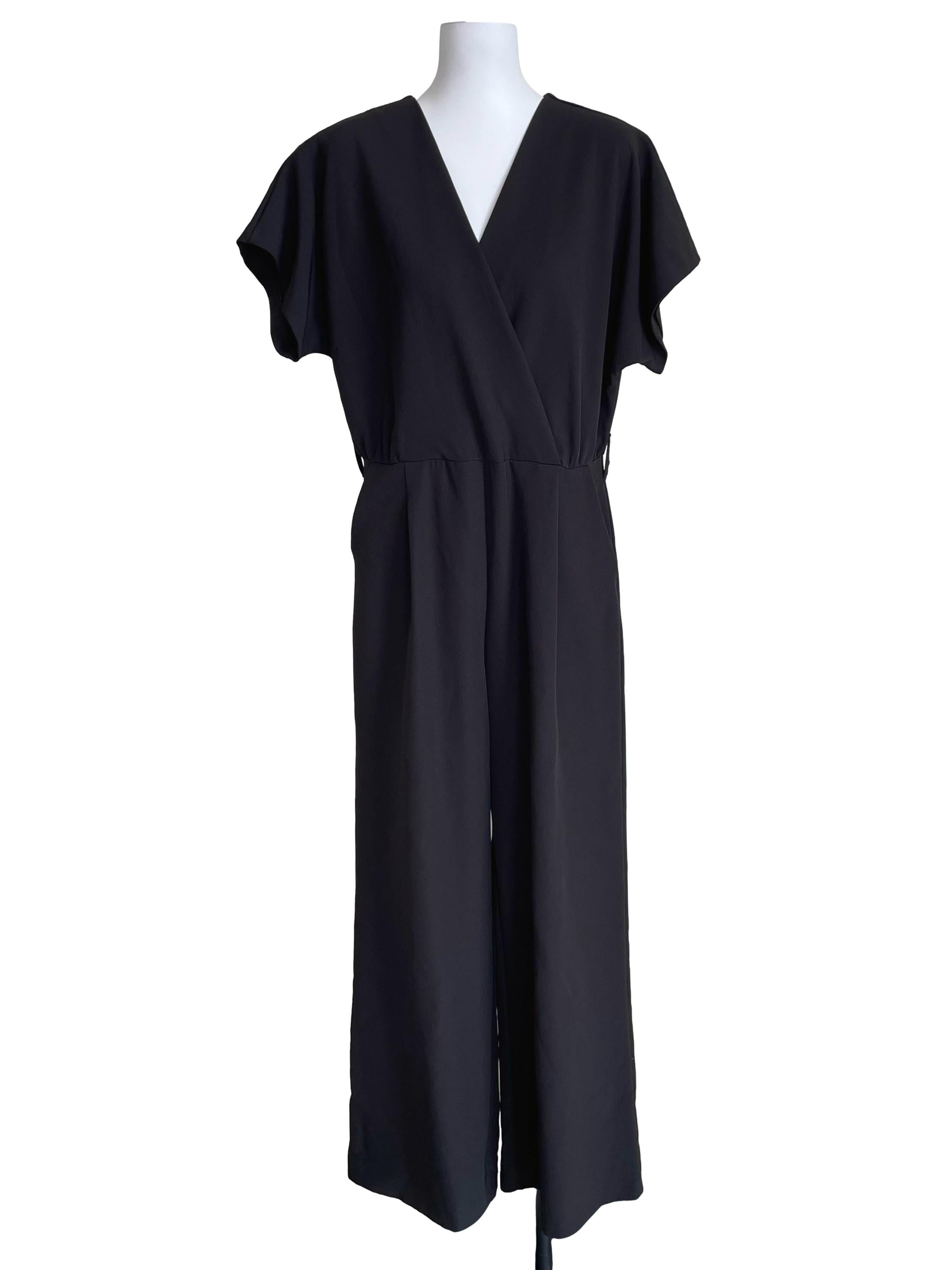 Black Drop Shoulder Wendy Wrap Jumpsuit