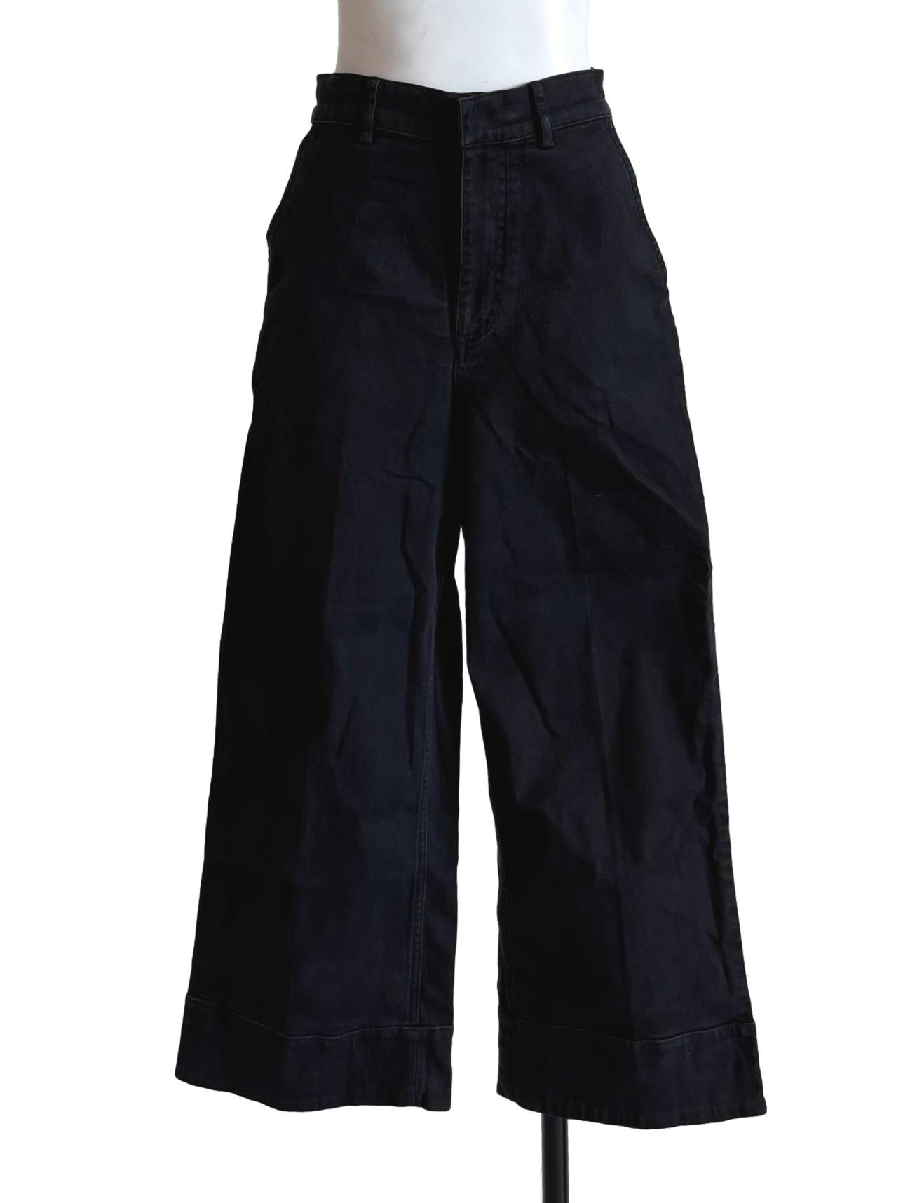 Soft Black Wide Cut Cotton Pants OSN