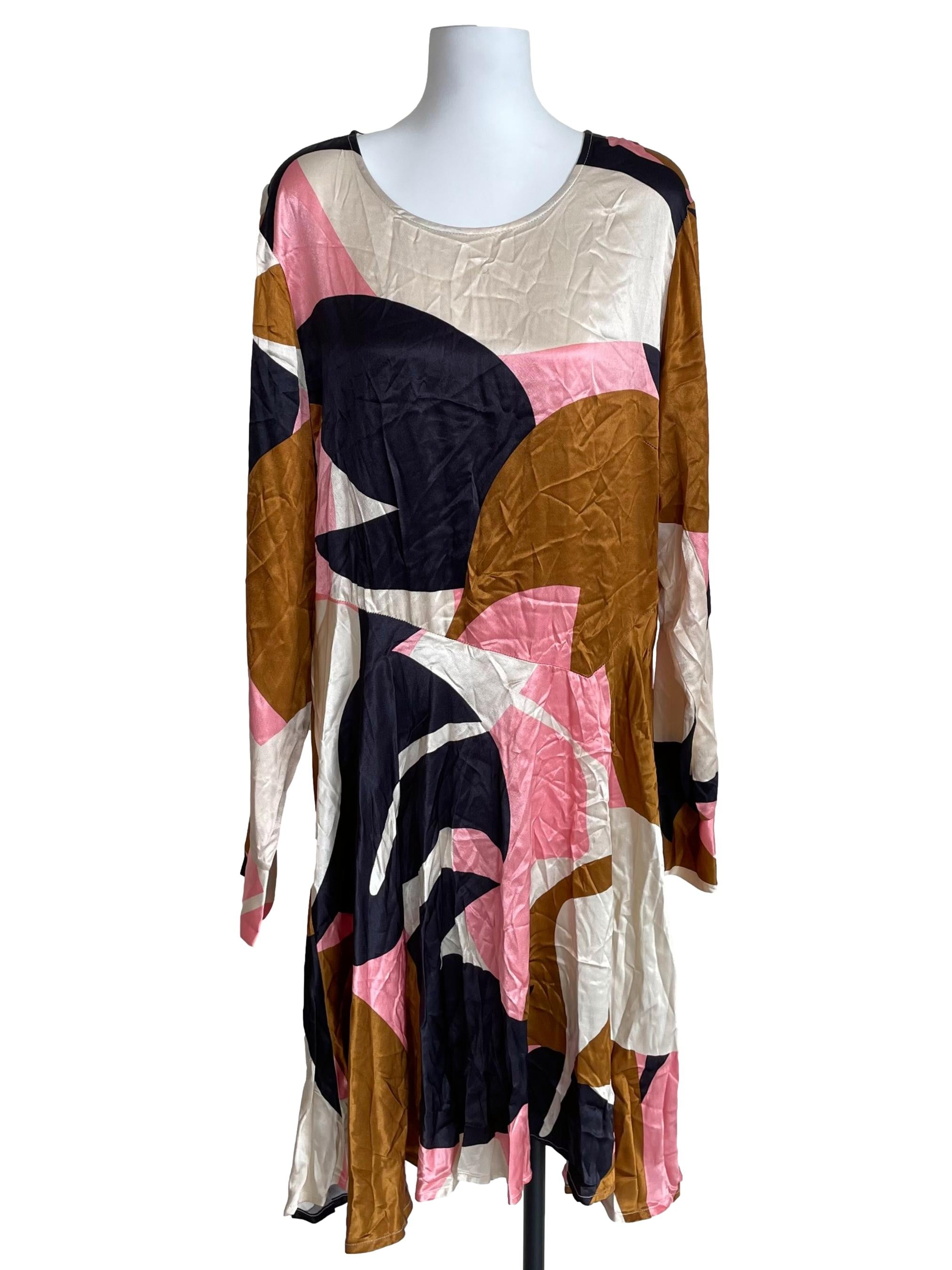 Off White Multicolor Satin Dress