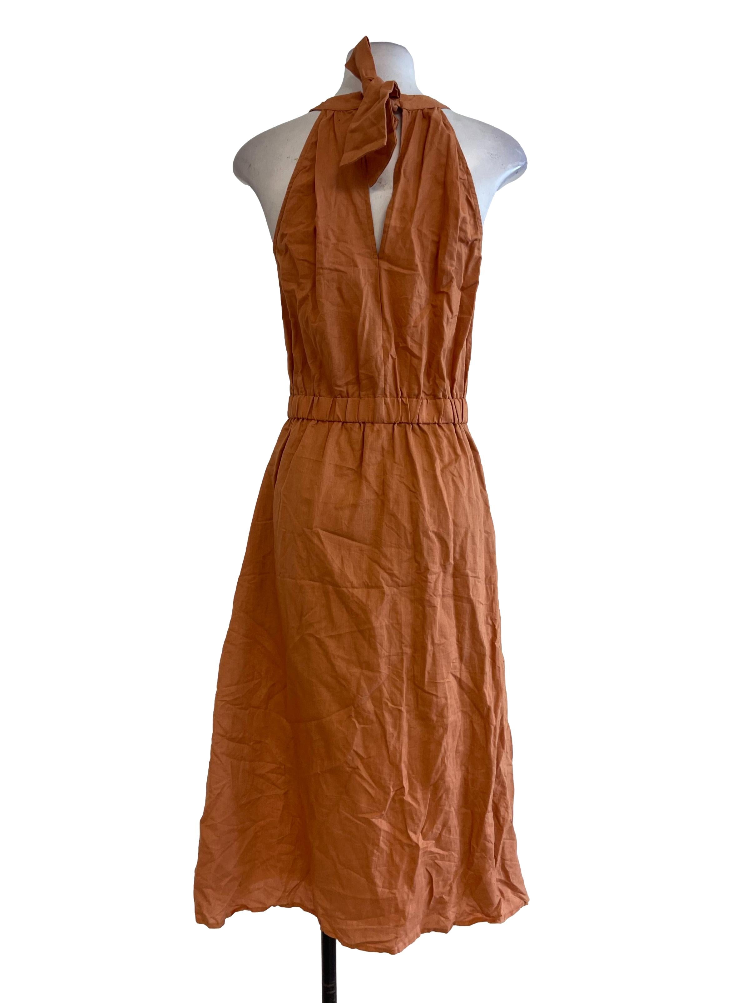 Orange Long Buttoned Dress