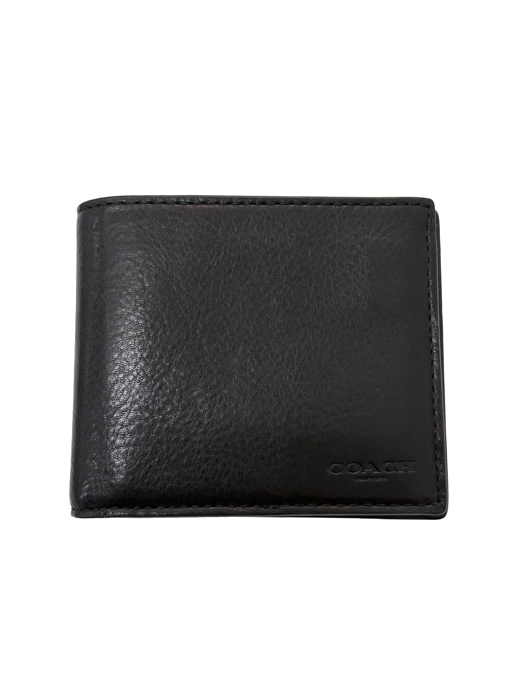 Black Calf Leather Double Billfold Wallet