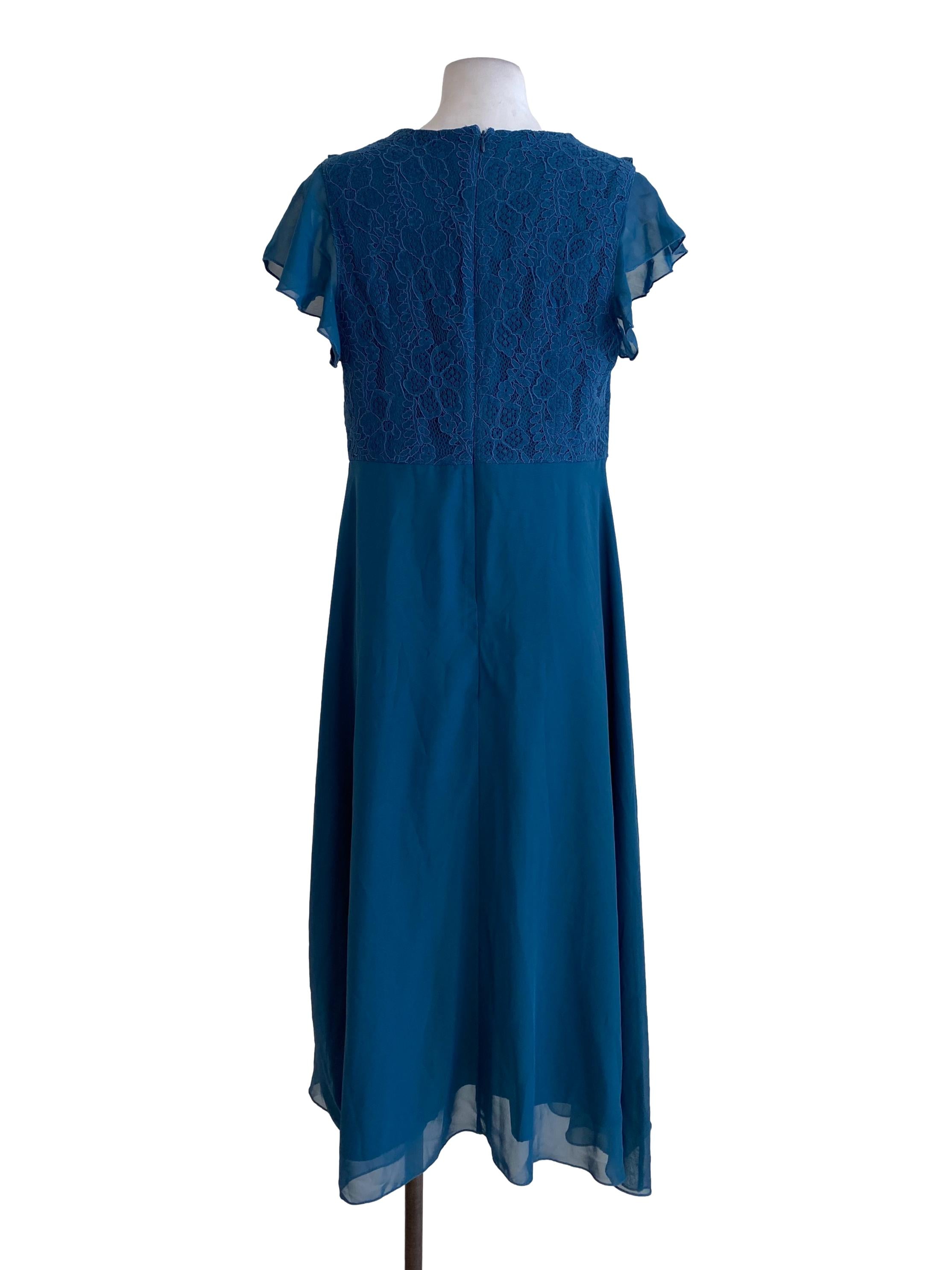 Blue Embrodered Laced Dress