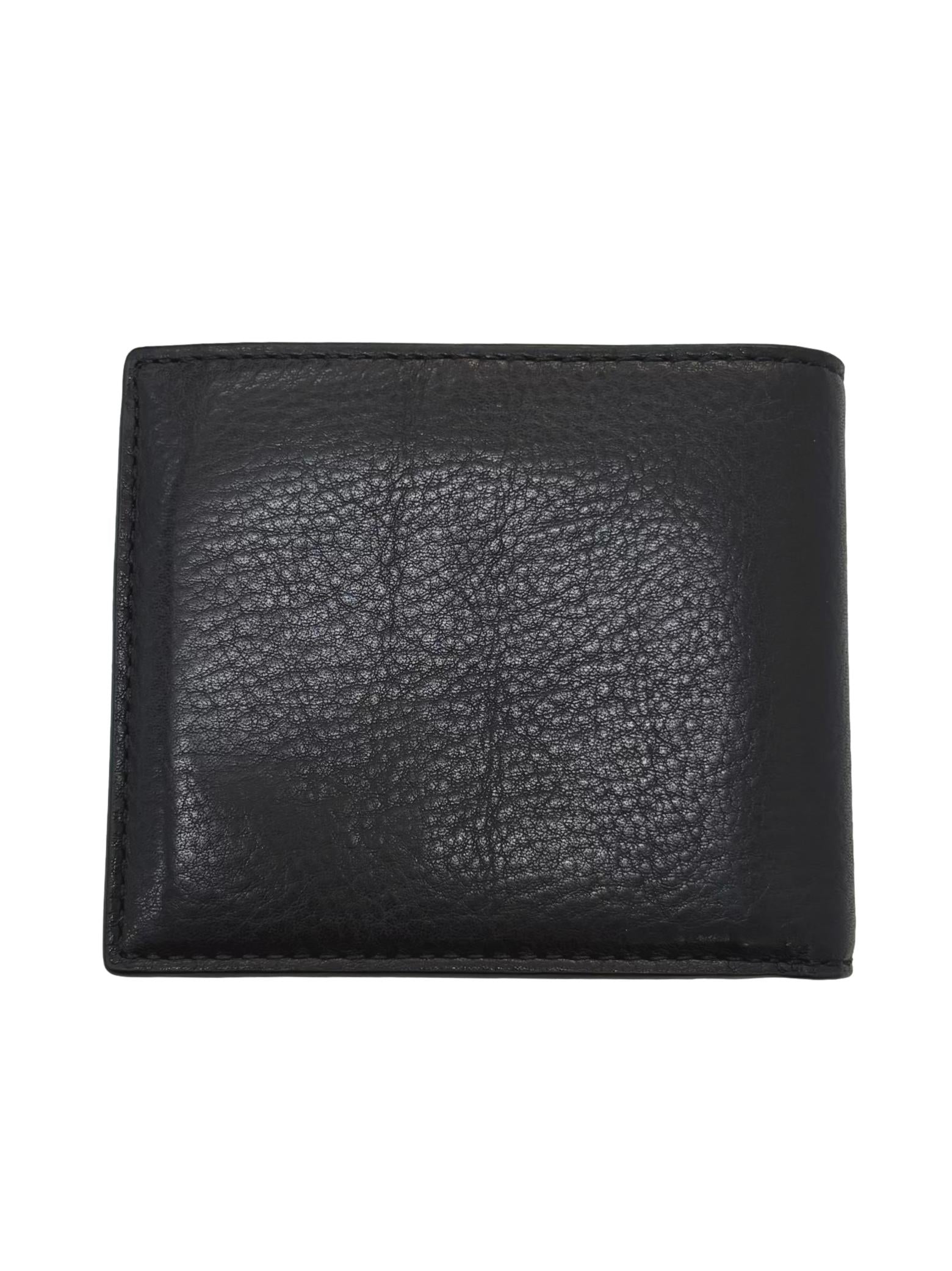 Black Calf Leather Double Billfold Wallet