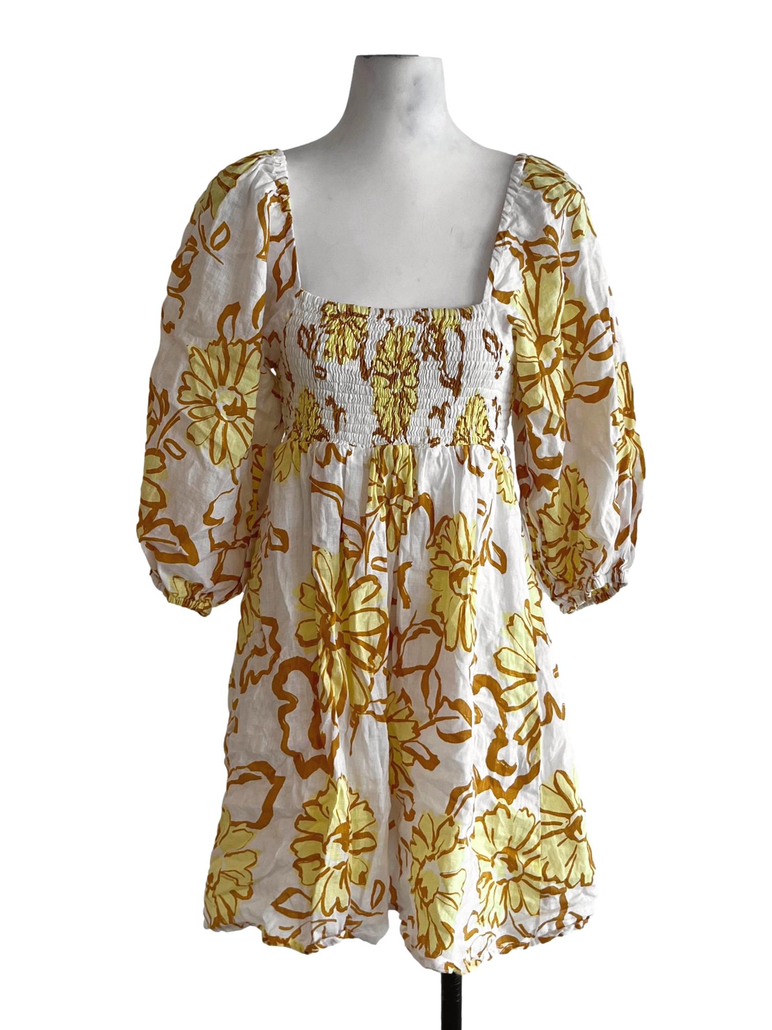 White Floral Empire Dress
