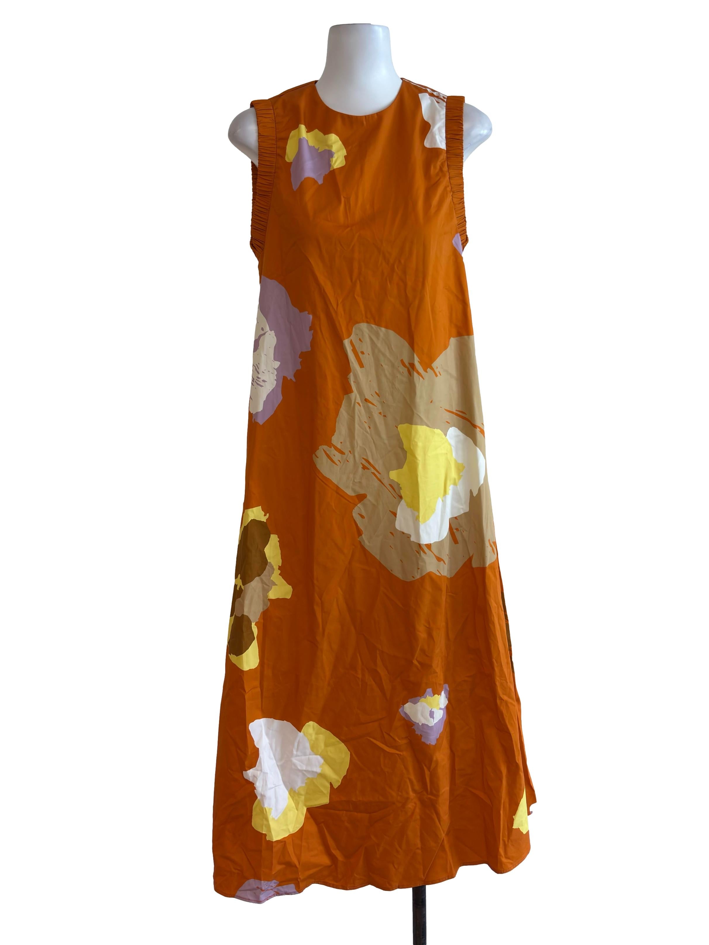 Orange Print Maxi Shift Dress OSN
