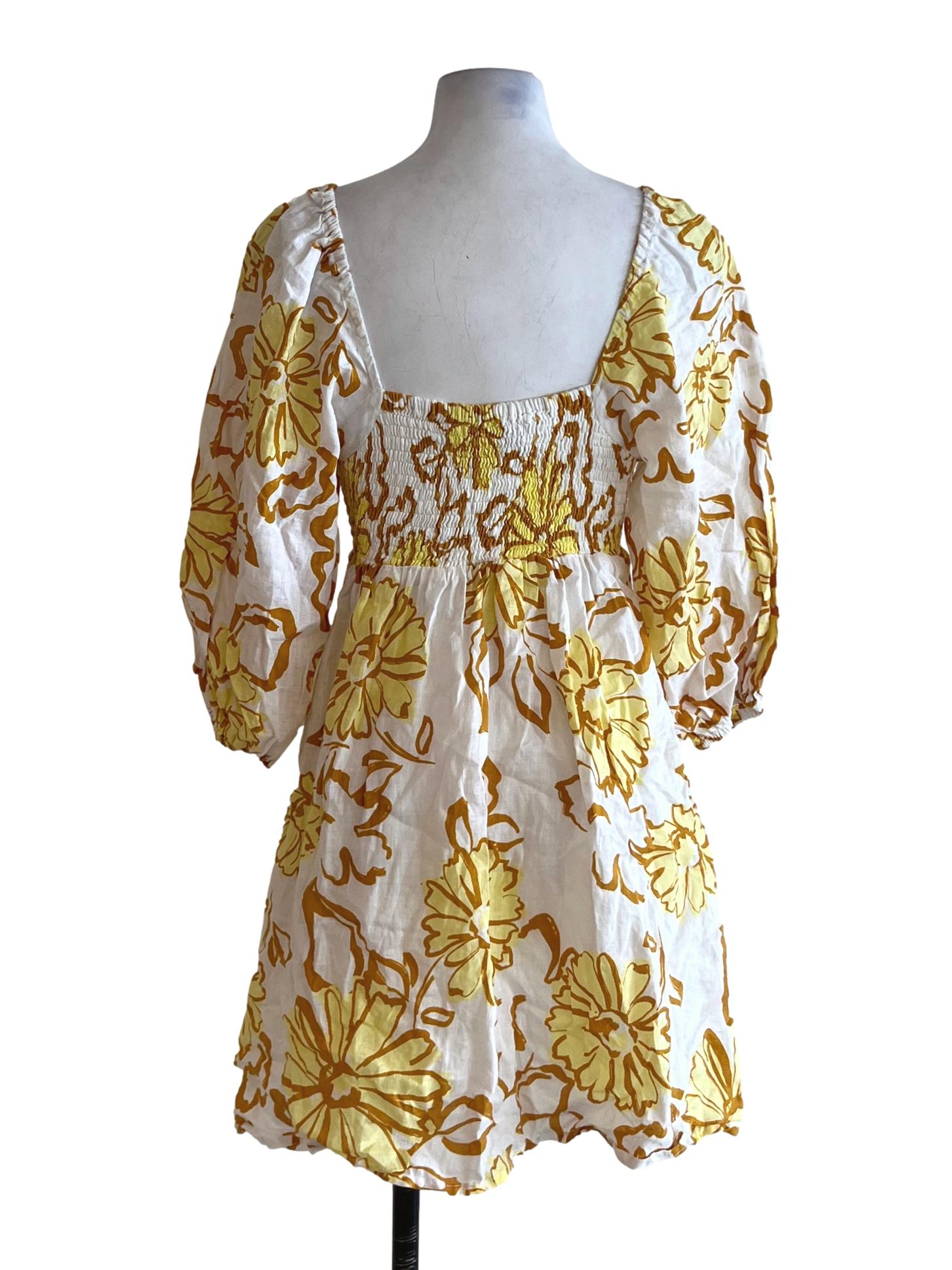 White Floral Empire Dress