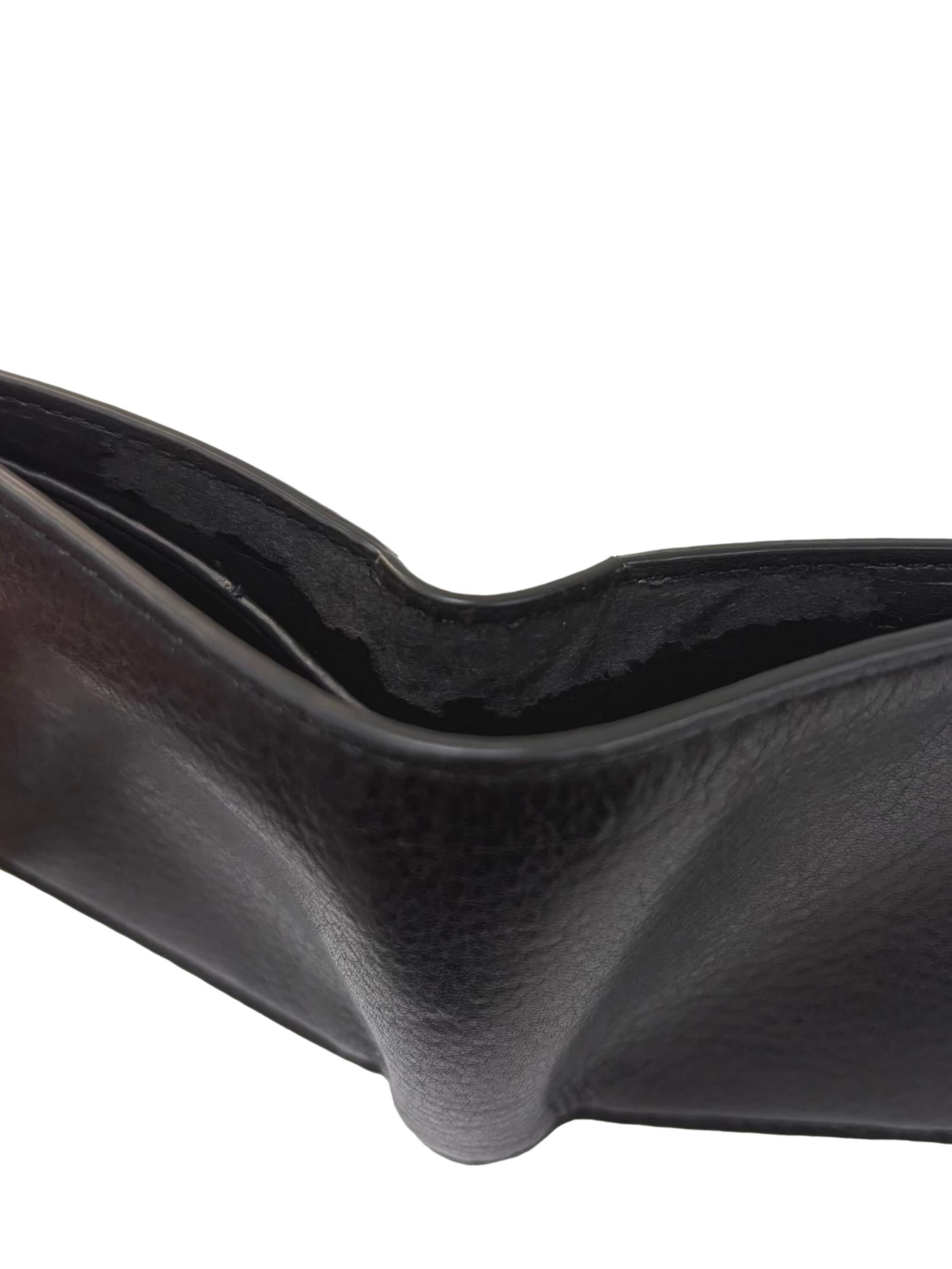 Black Calf Leather Double Billfold Wallet