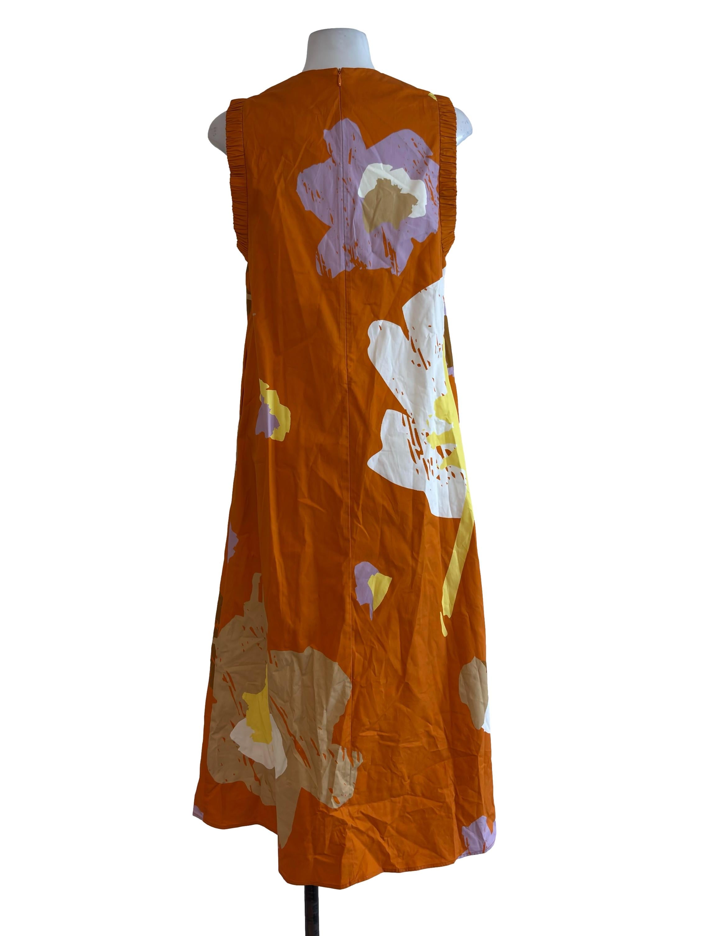 Orange Print Maxi Shift Dress OSN