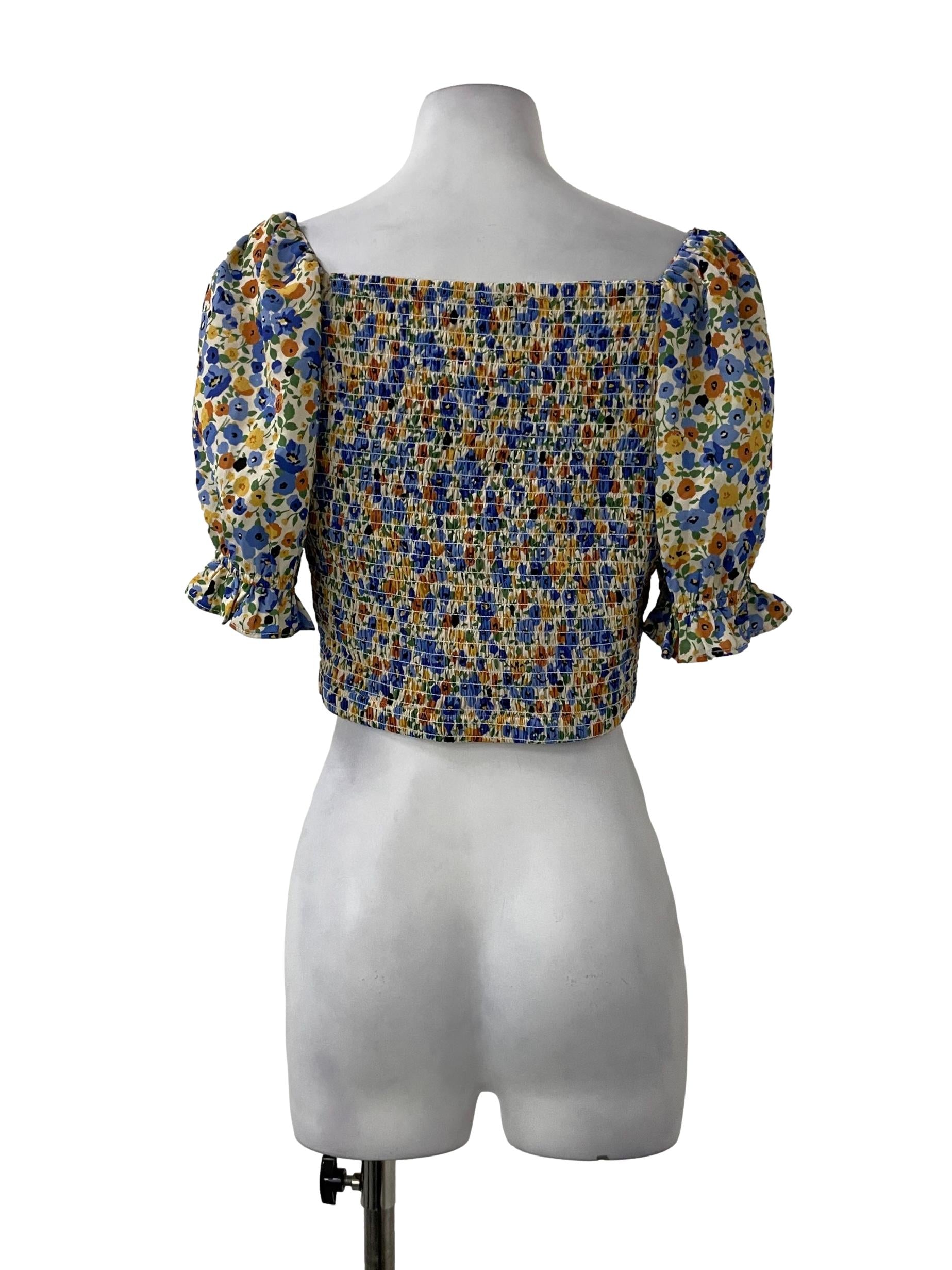 Yellow Floral Puff Sleeve Top