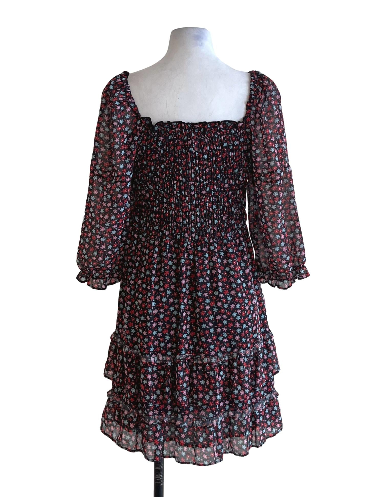 Black Floral Empire Dress