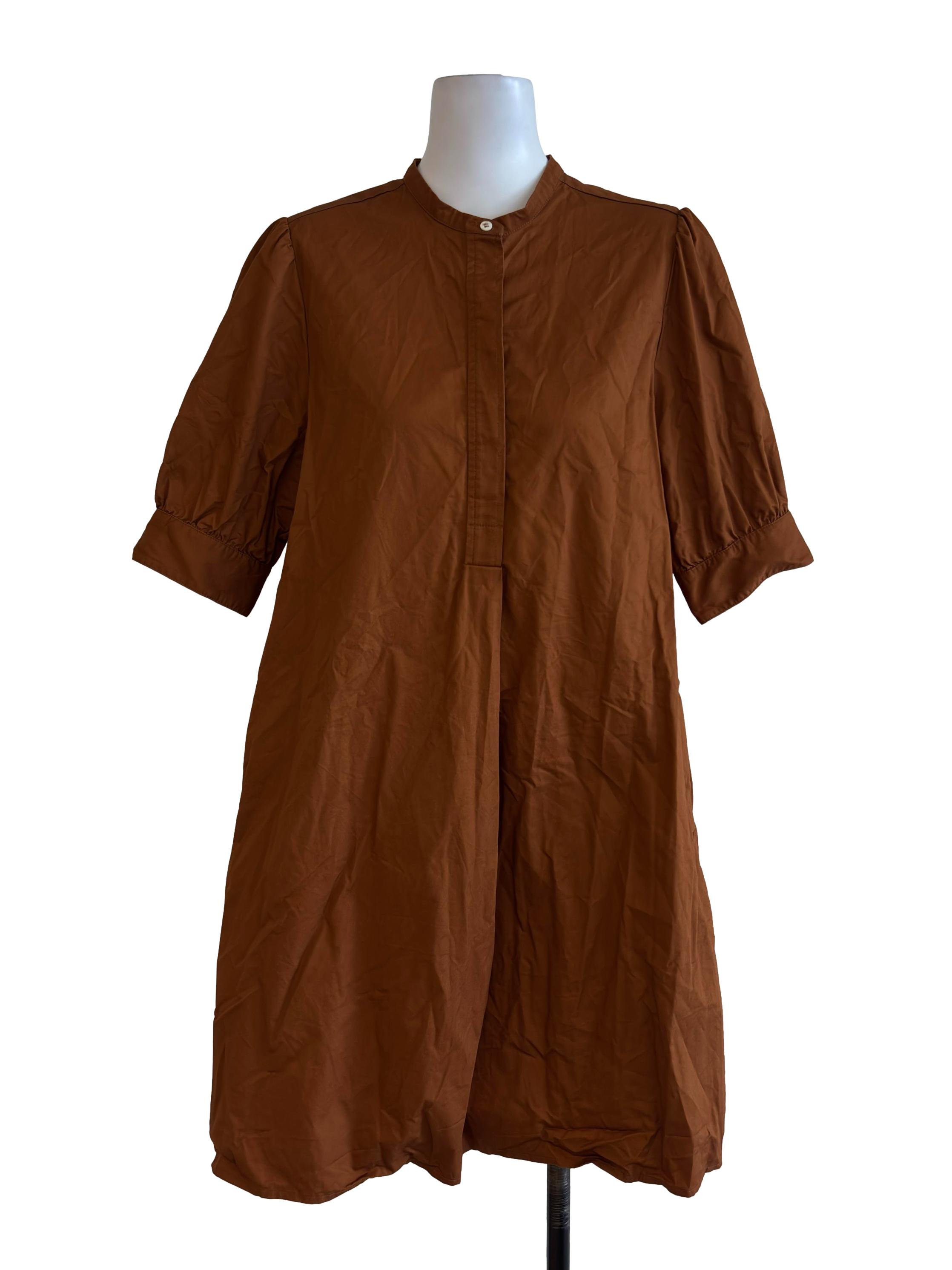 Brown Round Neck Dress OSN