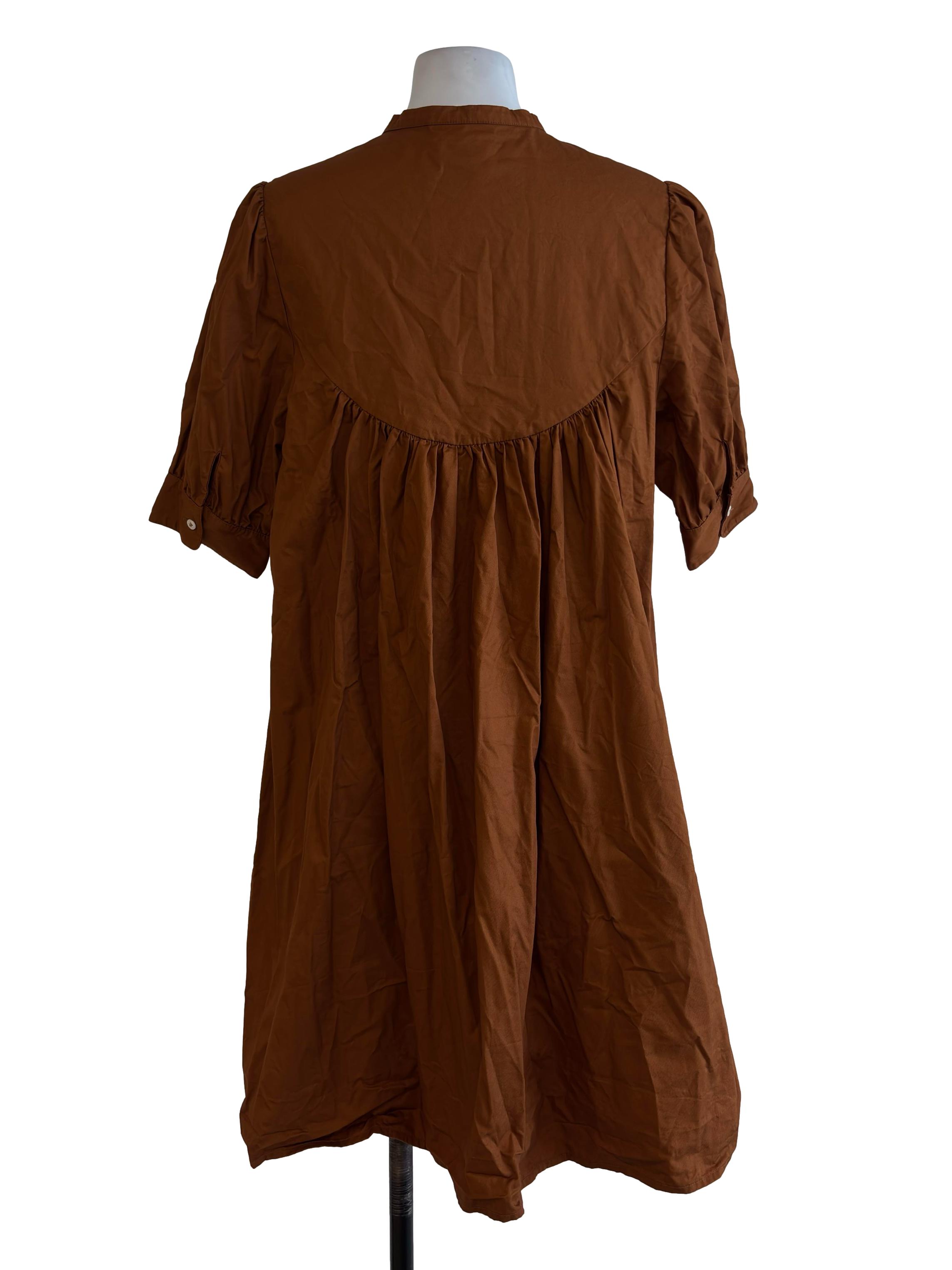 Brown Round Neck Dress OSN