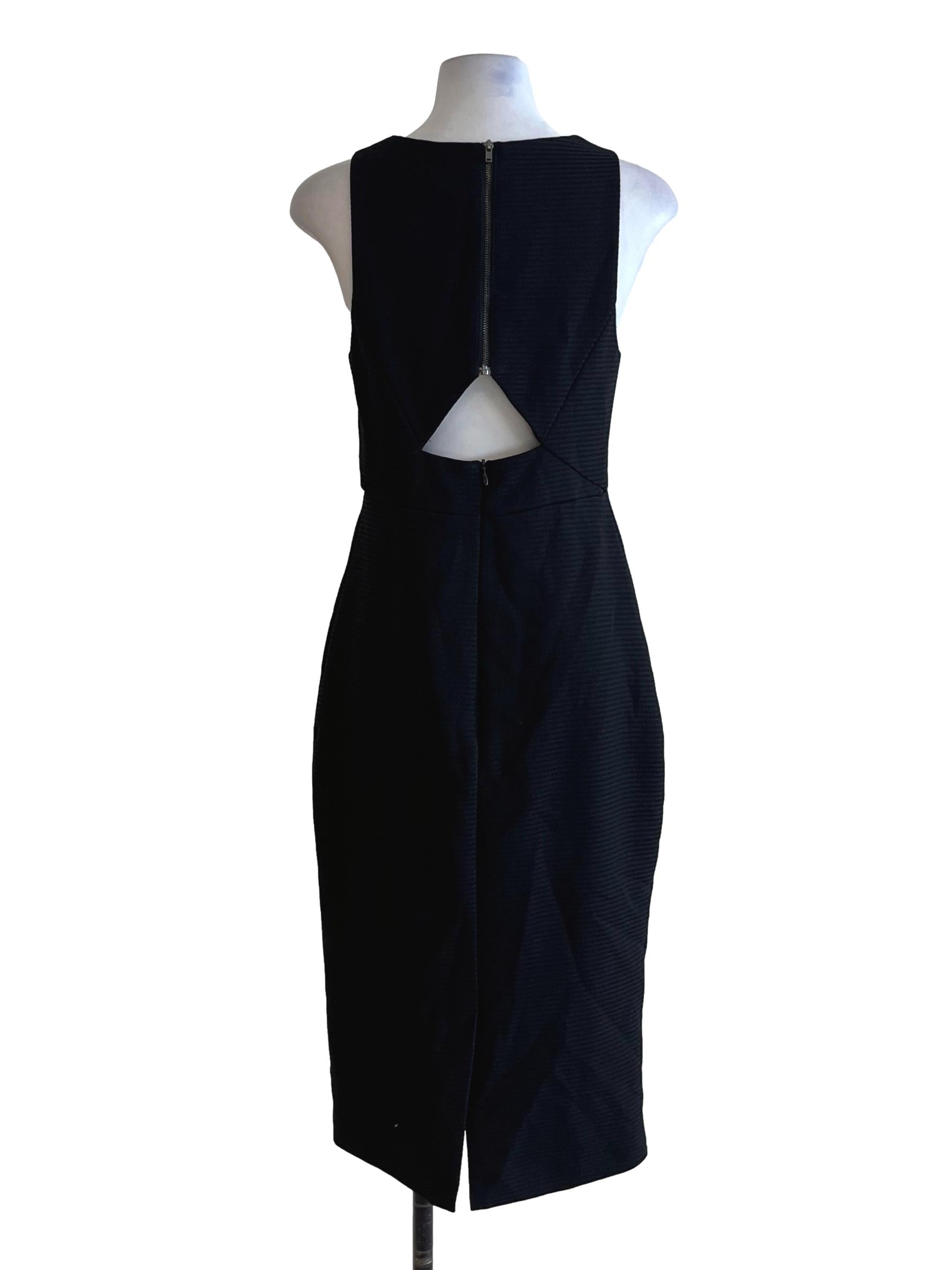 Black Jewel Neckline A-Line Dress