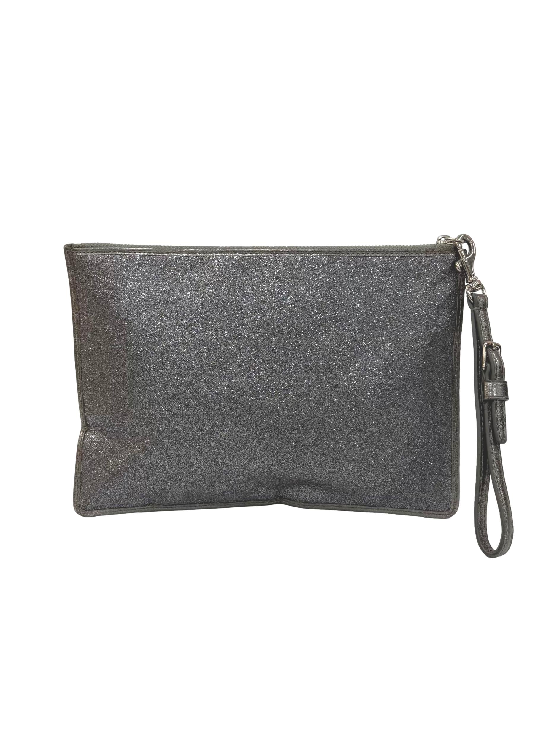 Silver Glitter Flat Wristlet Clutch