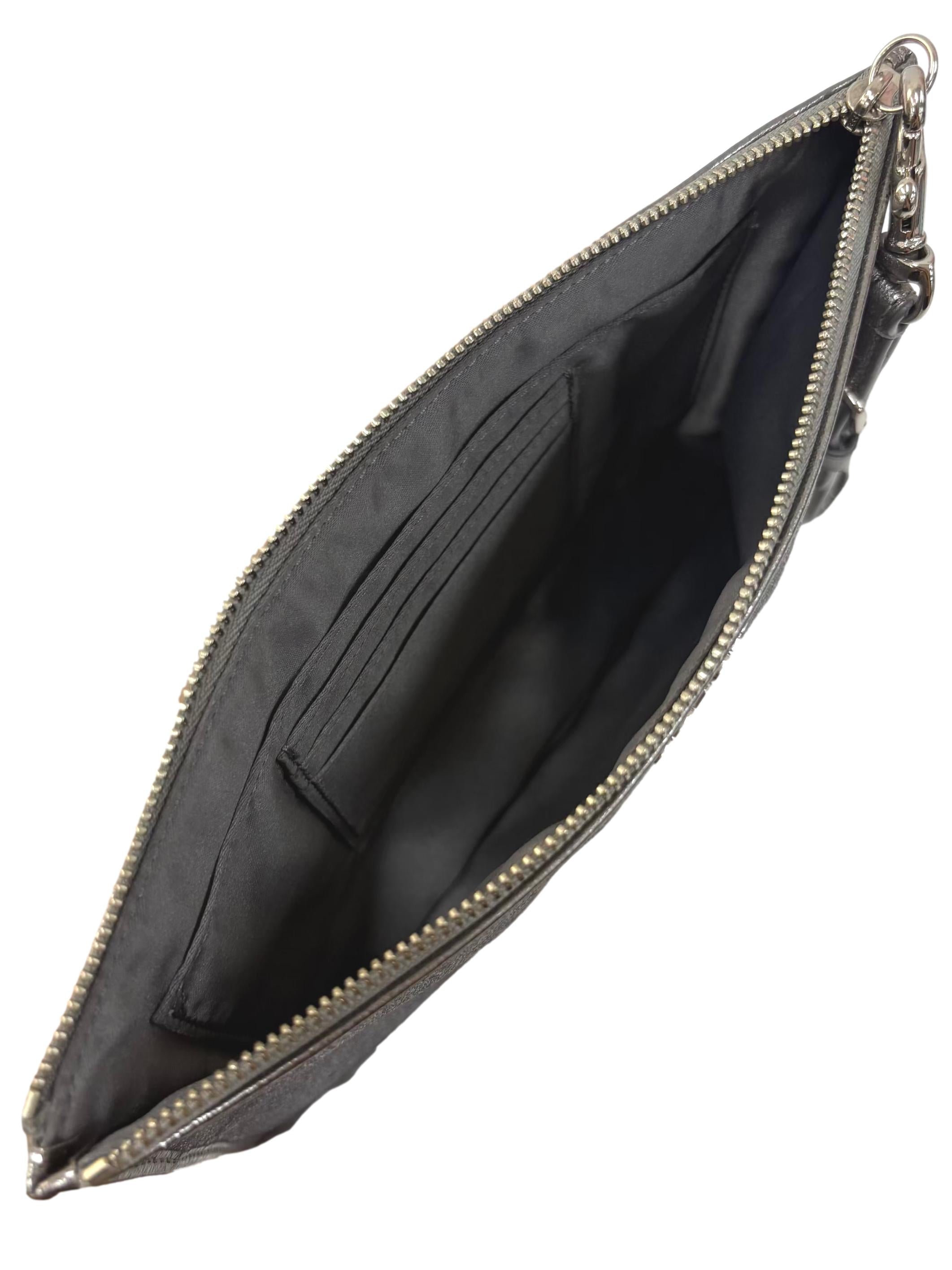Silver Glitter Flat Wristlet Clutch