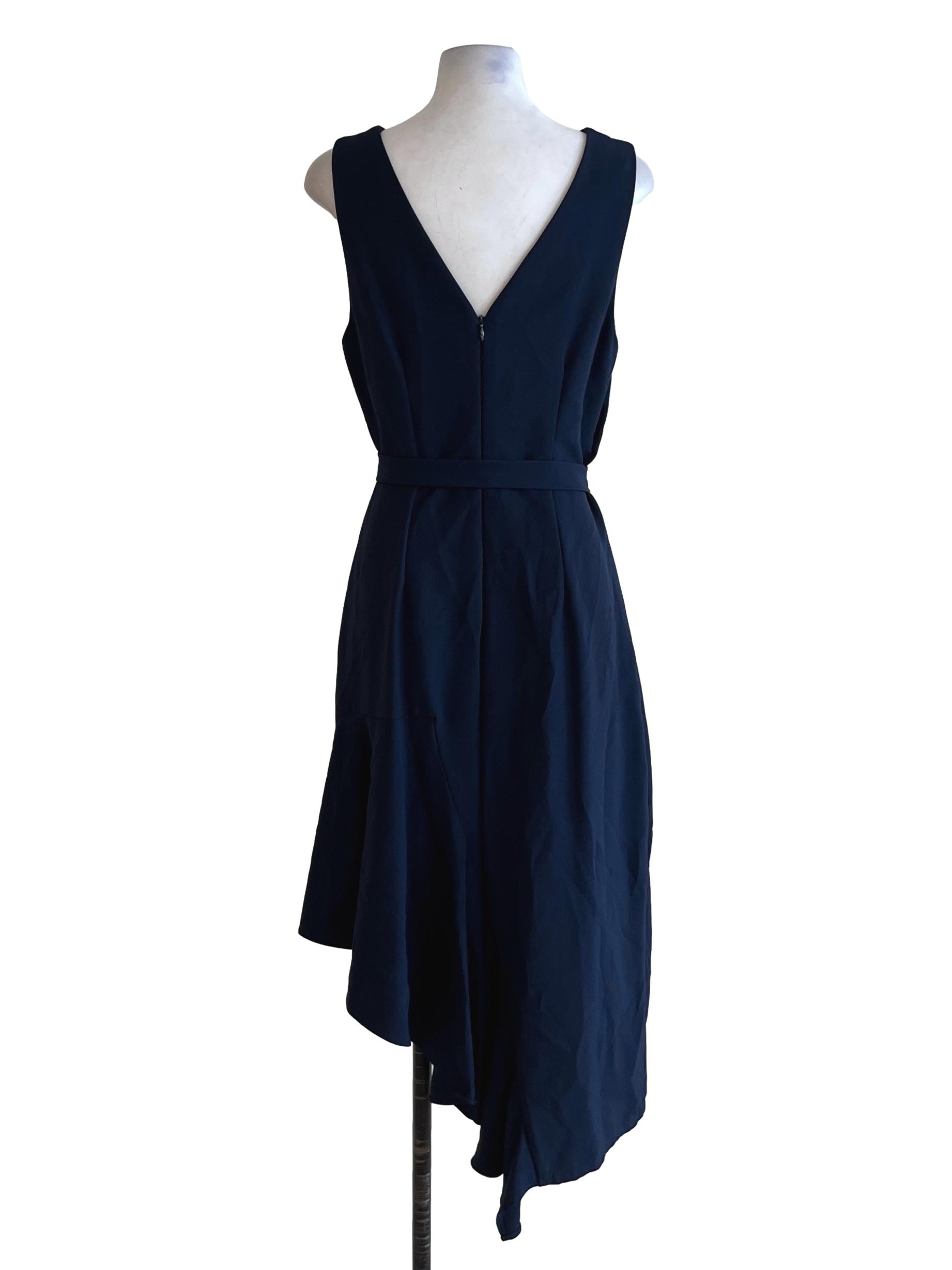 Navy Blue V-Neckline Sheath Dress