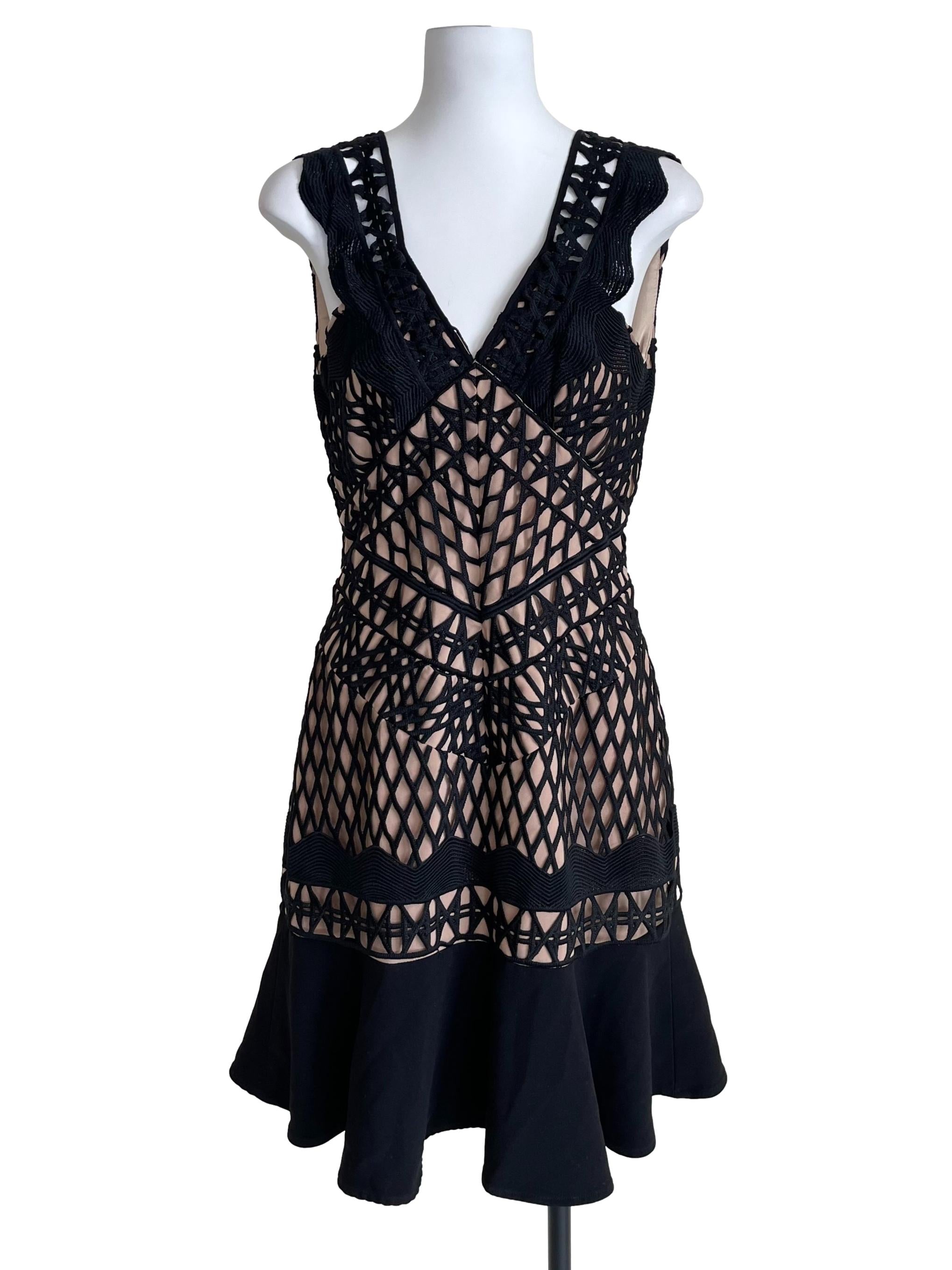 Black Embroidery Triangle Sleeveless Dress