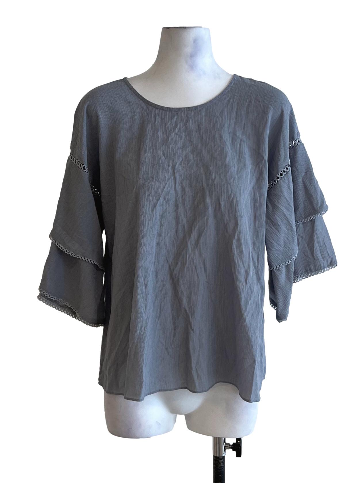 Sky Blue Jewel Neckline Blouse