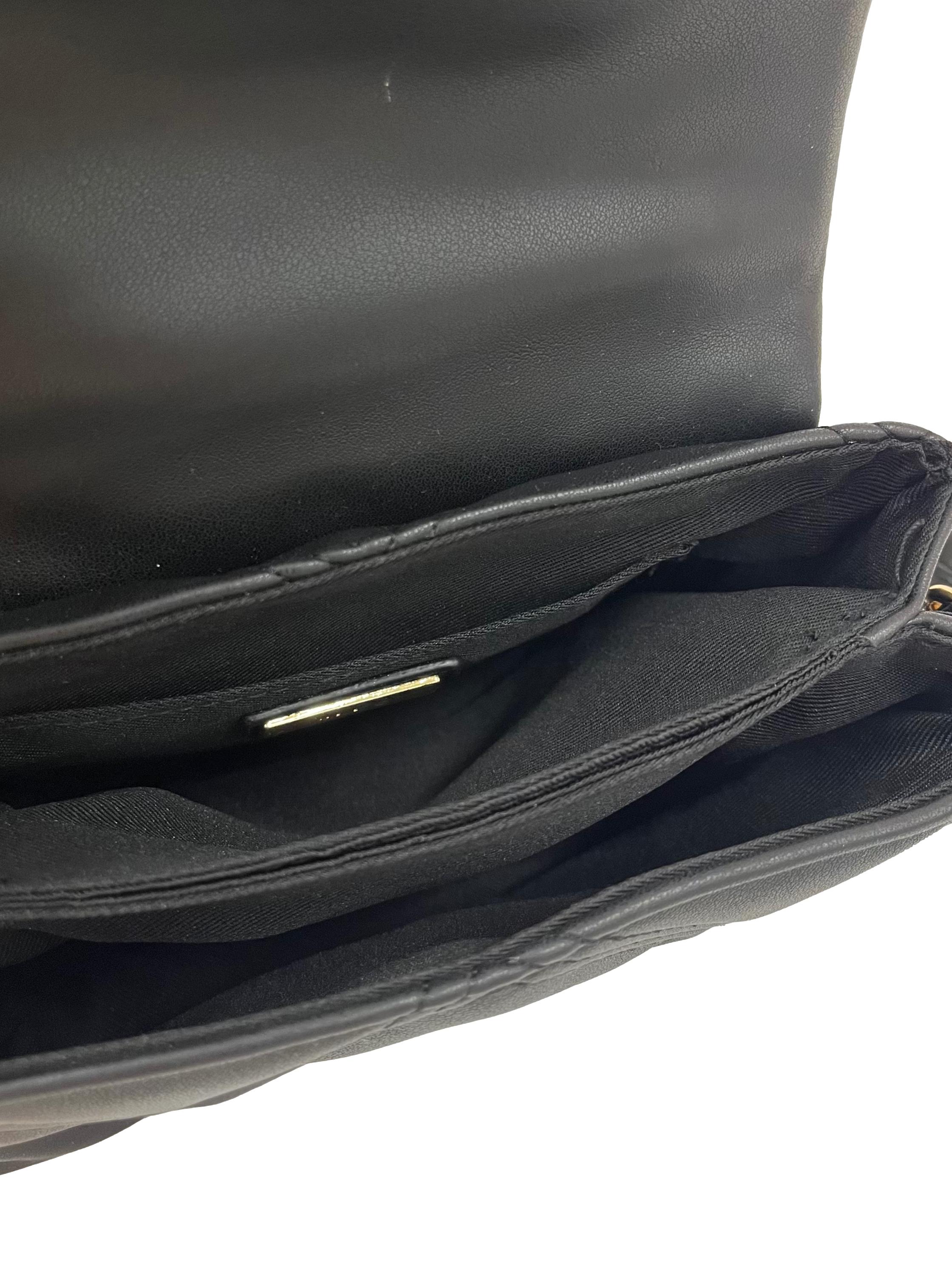 Black Quilted Crossbody Bag With Detachable Pouch