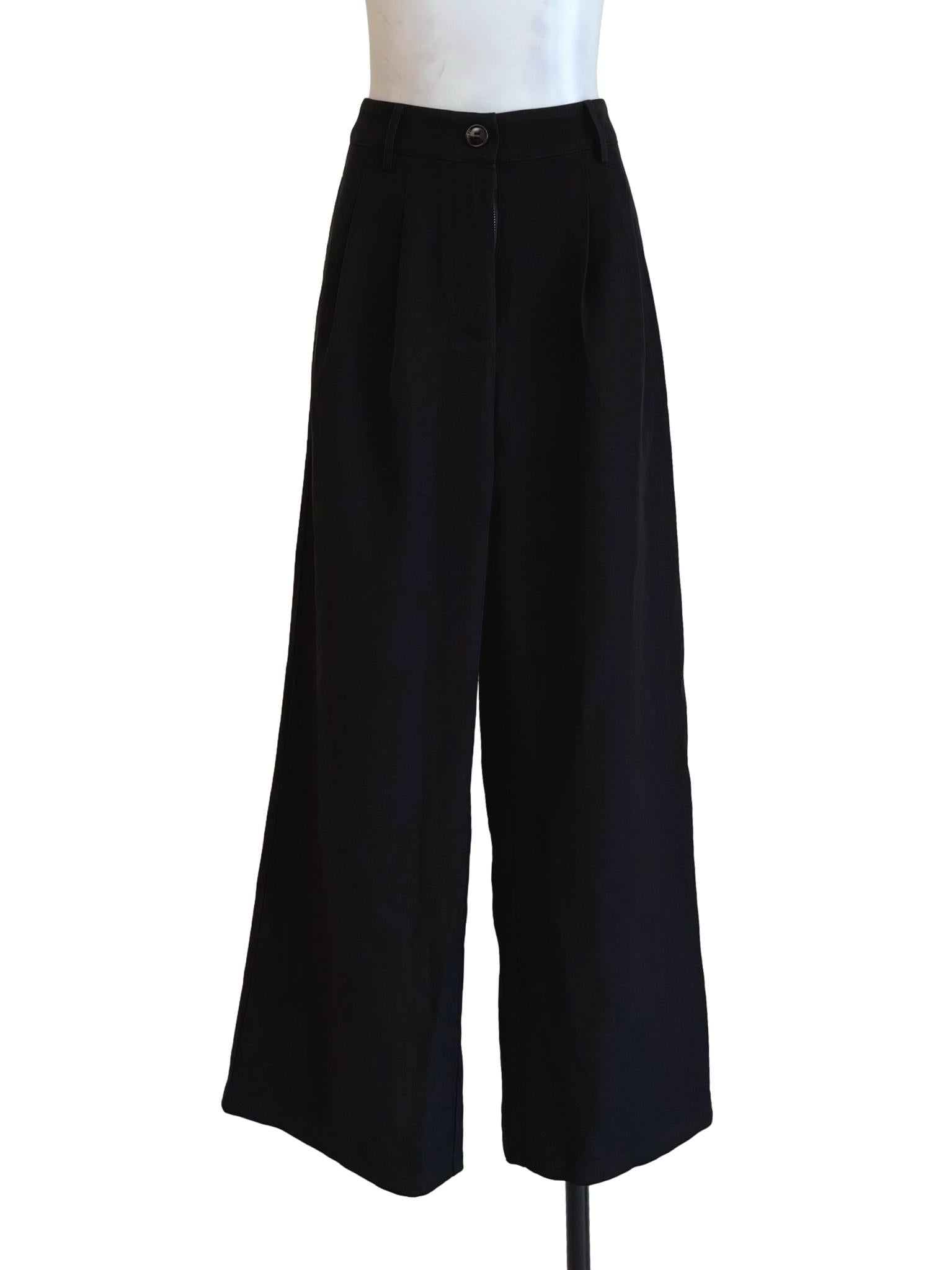 Jet Black Wide Leg Slacks