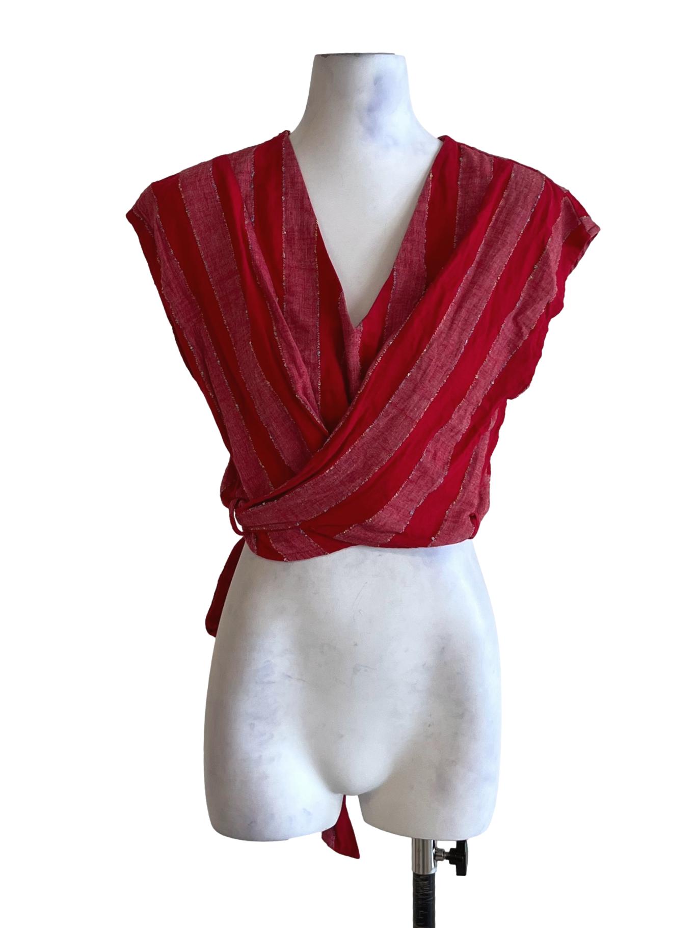 Red Awning Stripe Blouse