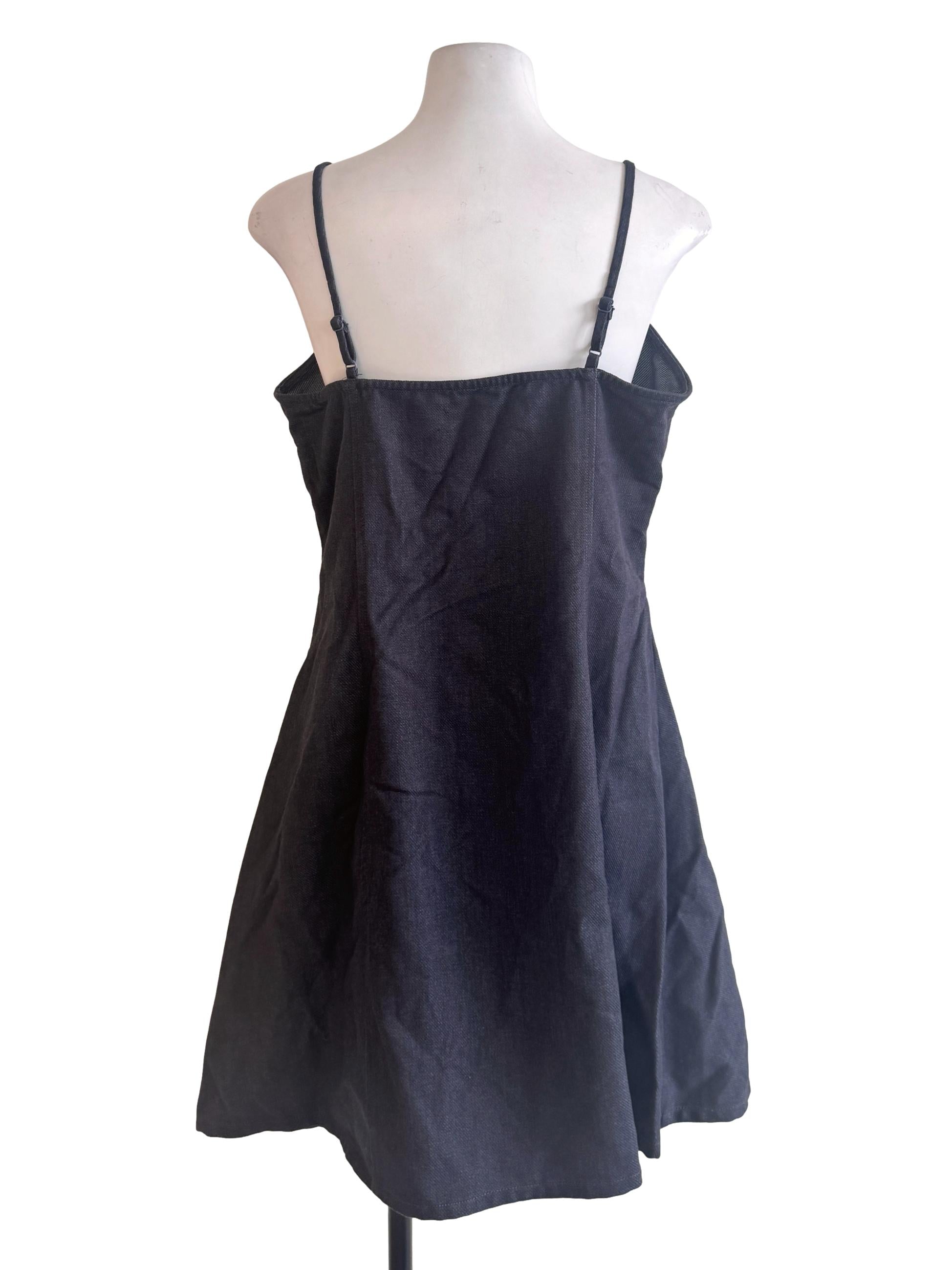 Black Textured Sleeveless Dress