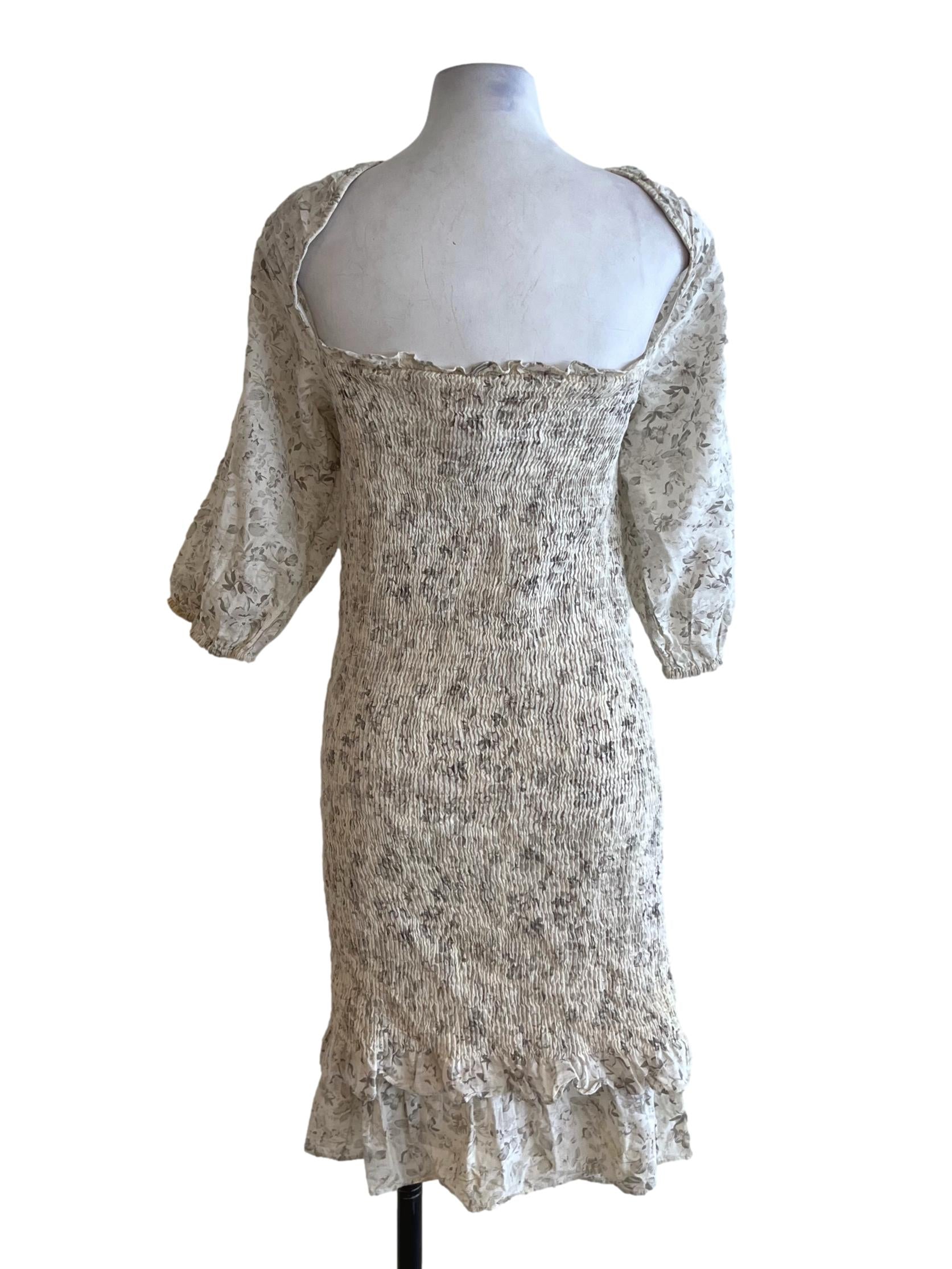 Cream White Floral Sheath Dress