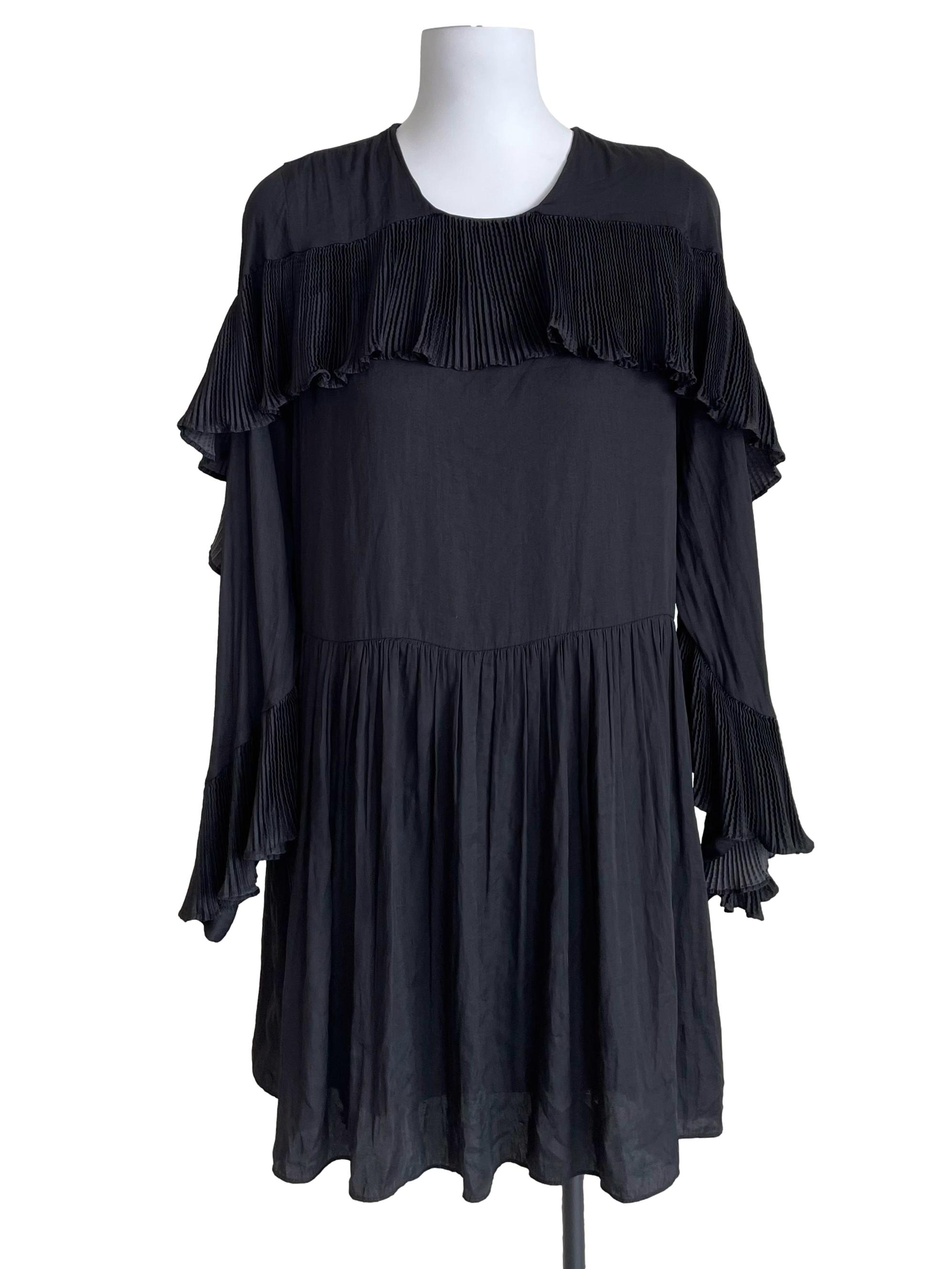 Black Wavy Tiered Dress