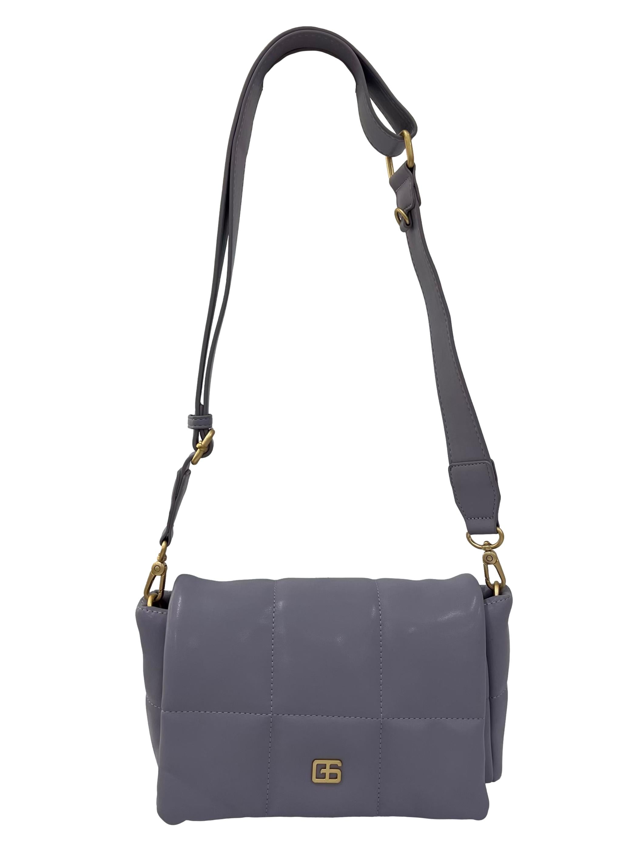 Violet Quilted Textured Crossbody Bag With Detachable Strap
