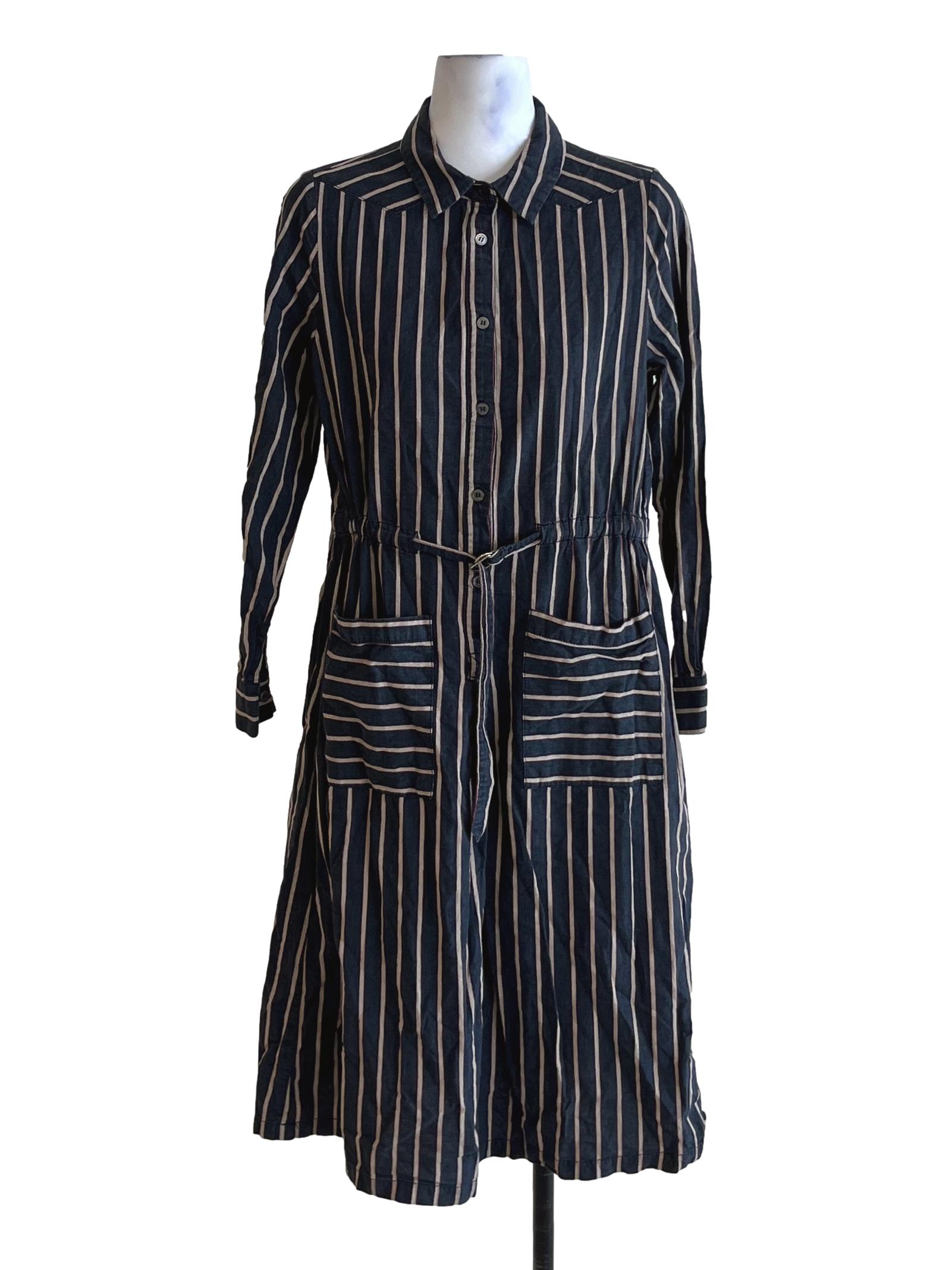 Blue Chalk Stripe Empire Dress