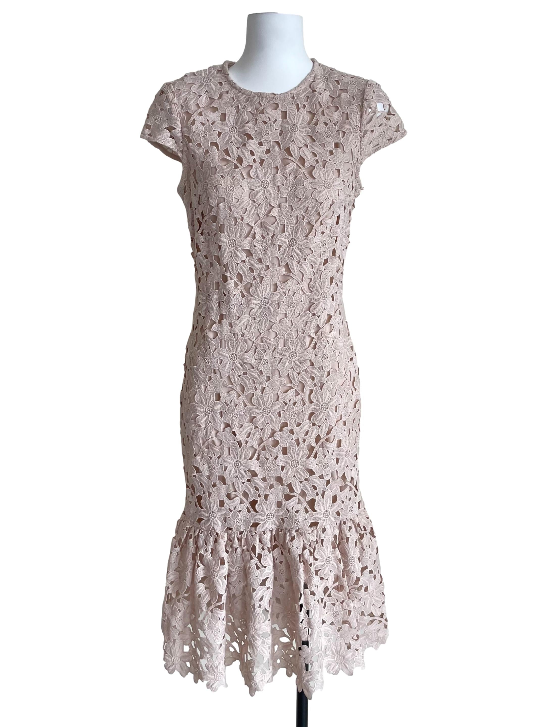 Rice White Lace Mini Sleeves Bodycon Dress