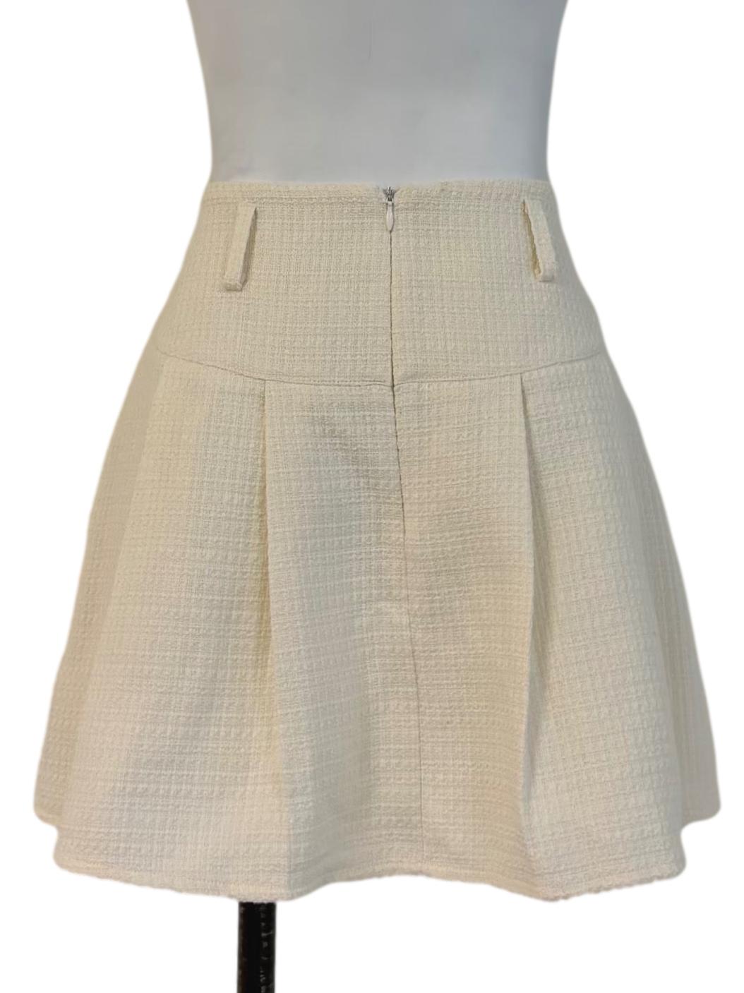 Cream Tweed Mini Skirt