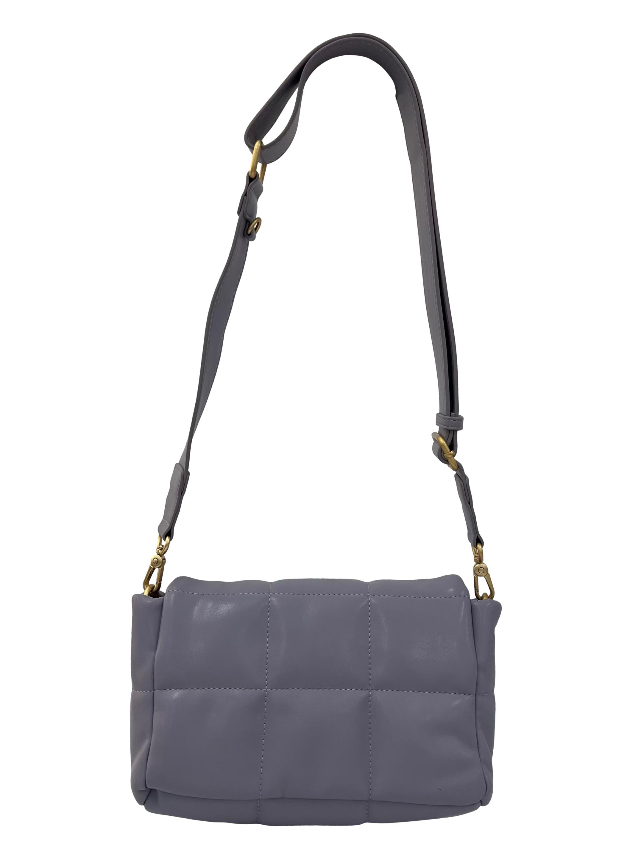 Violet Quilted Textured Crossbody Bag With Detachable Strap