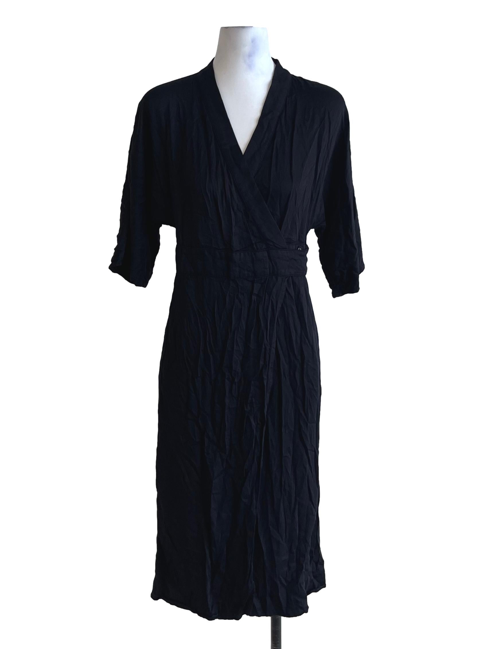 Black V-Neckline Wrap Dress