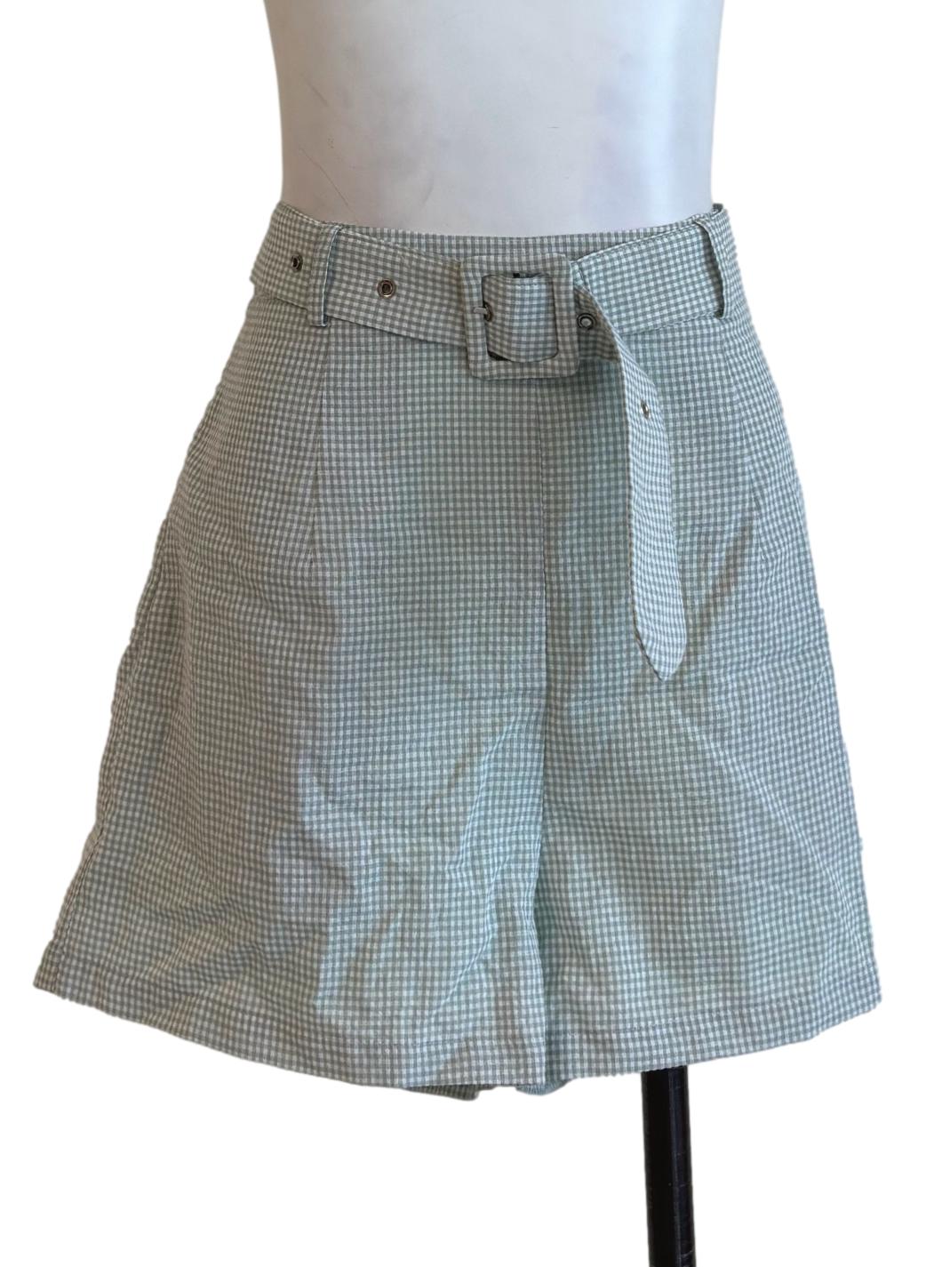 Mint Green Gingham Shorts