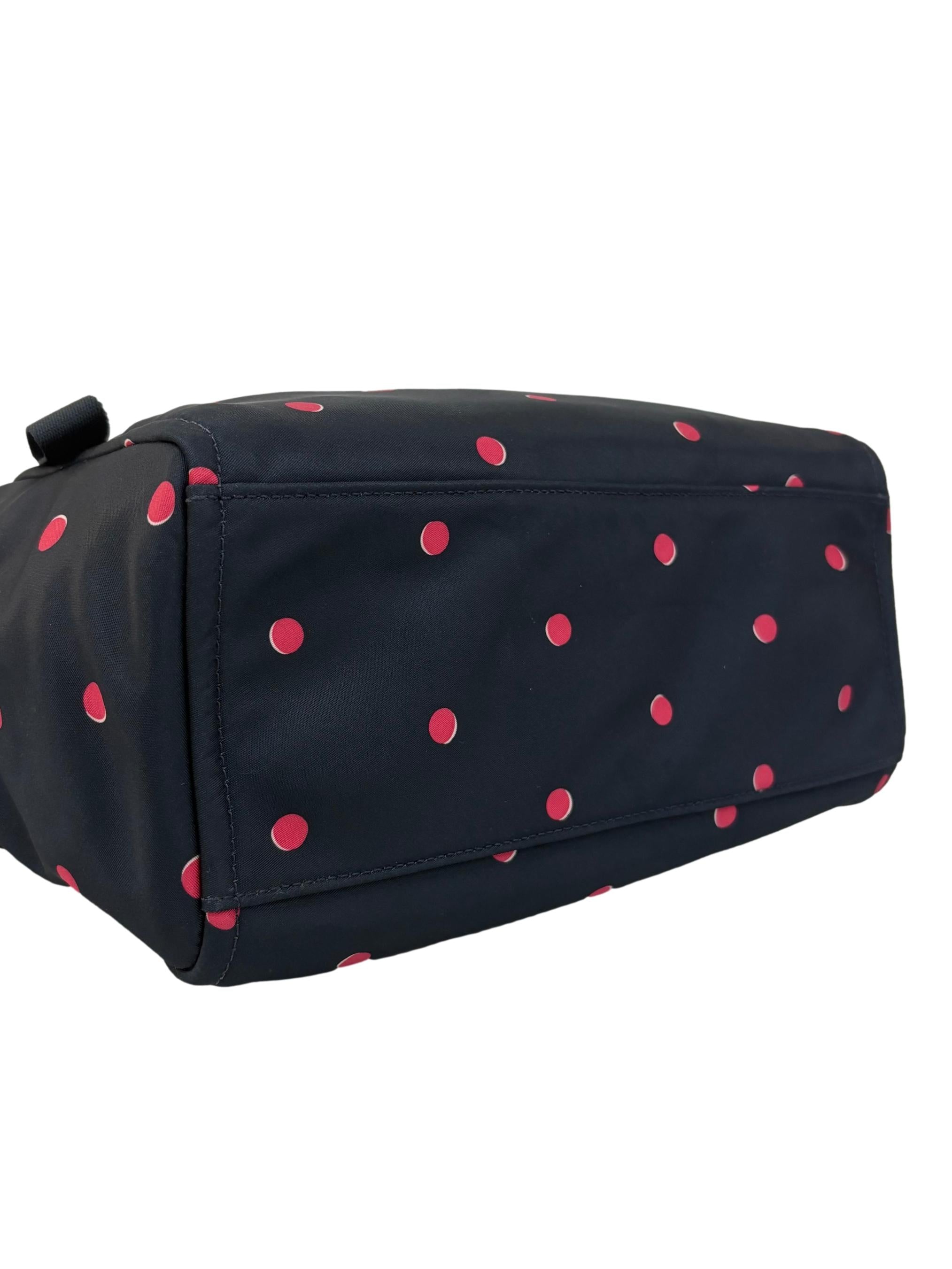 Navy Blue Polka Dot Nylon New York Chelsea Satchel Crossbody Bag CSN
