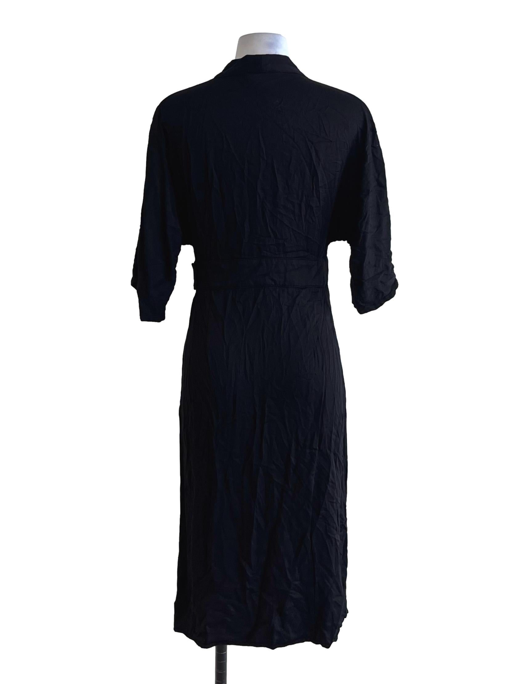 Black V-Neckline Wrap Dress
