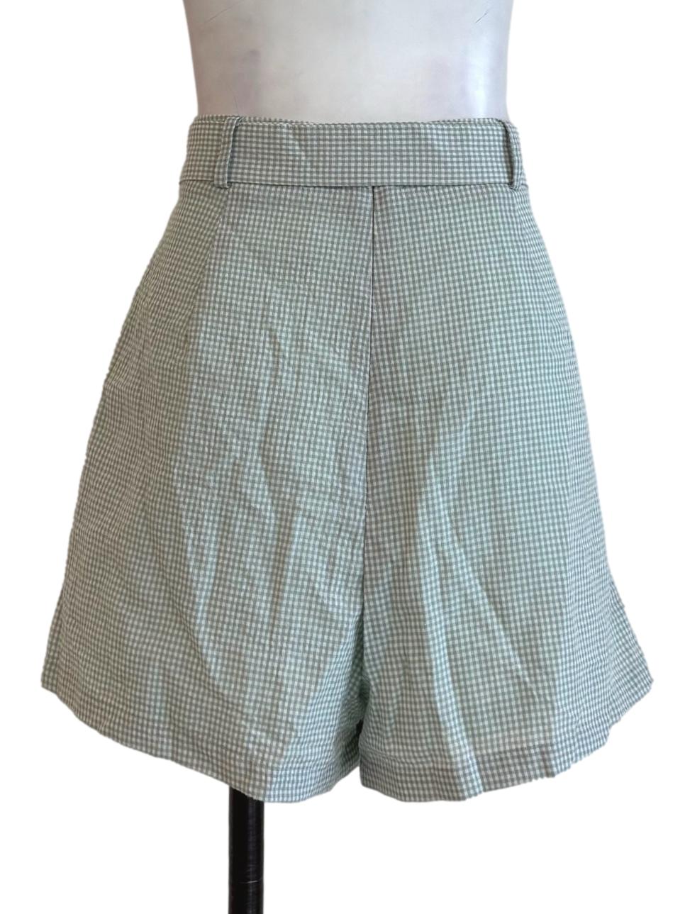 Mint Green Gingham Shorts