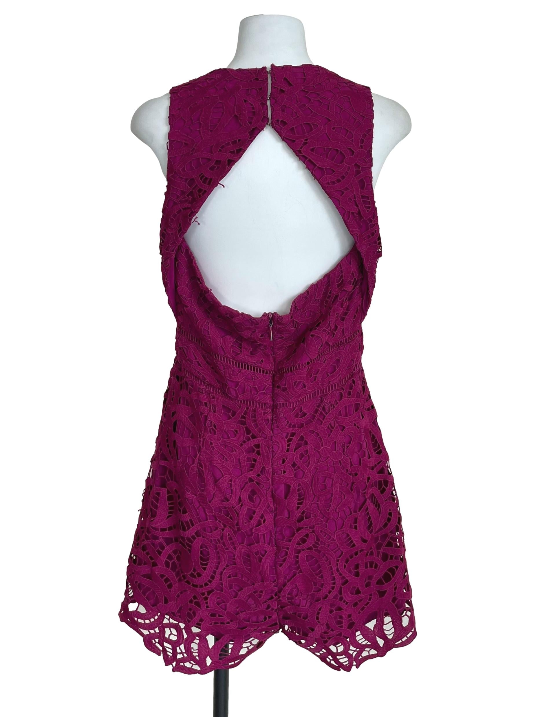 Magenta Embroidery Sleeveless Romper