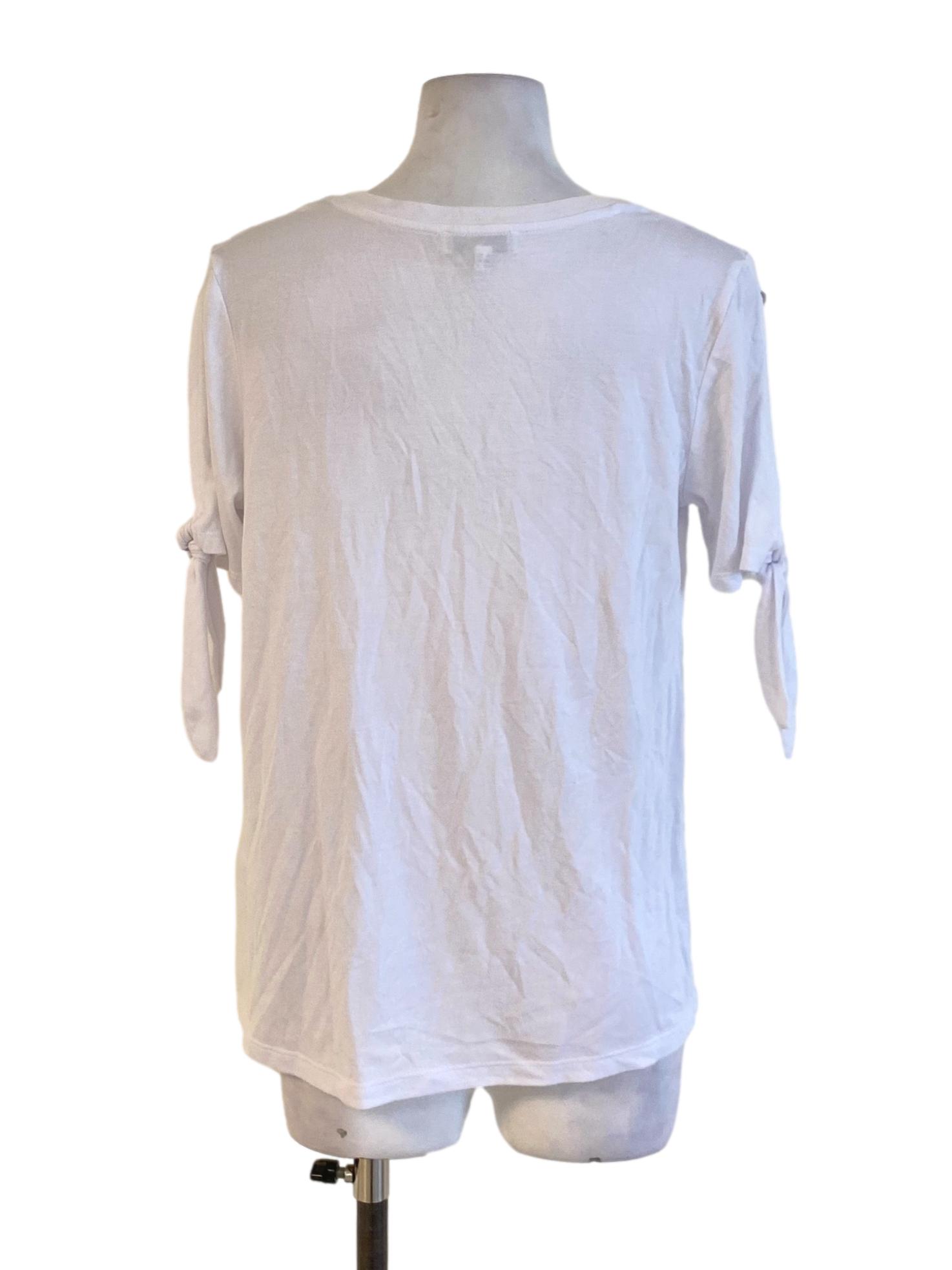 Pearl White Knot Sleeve Stretchy Tee