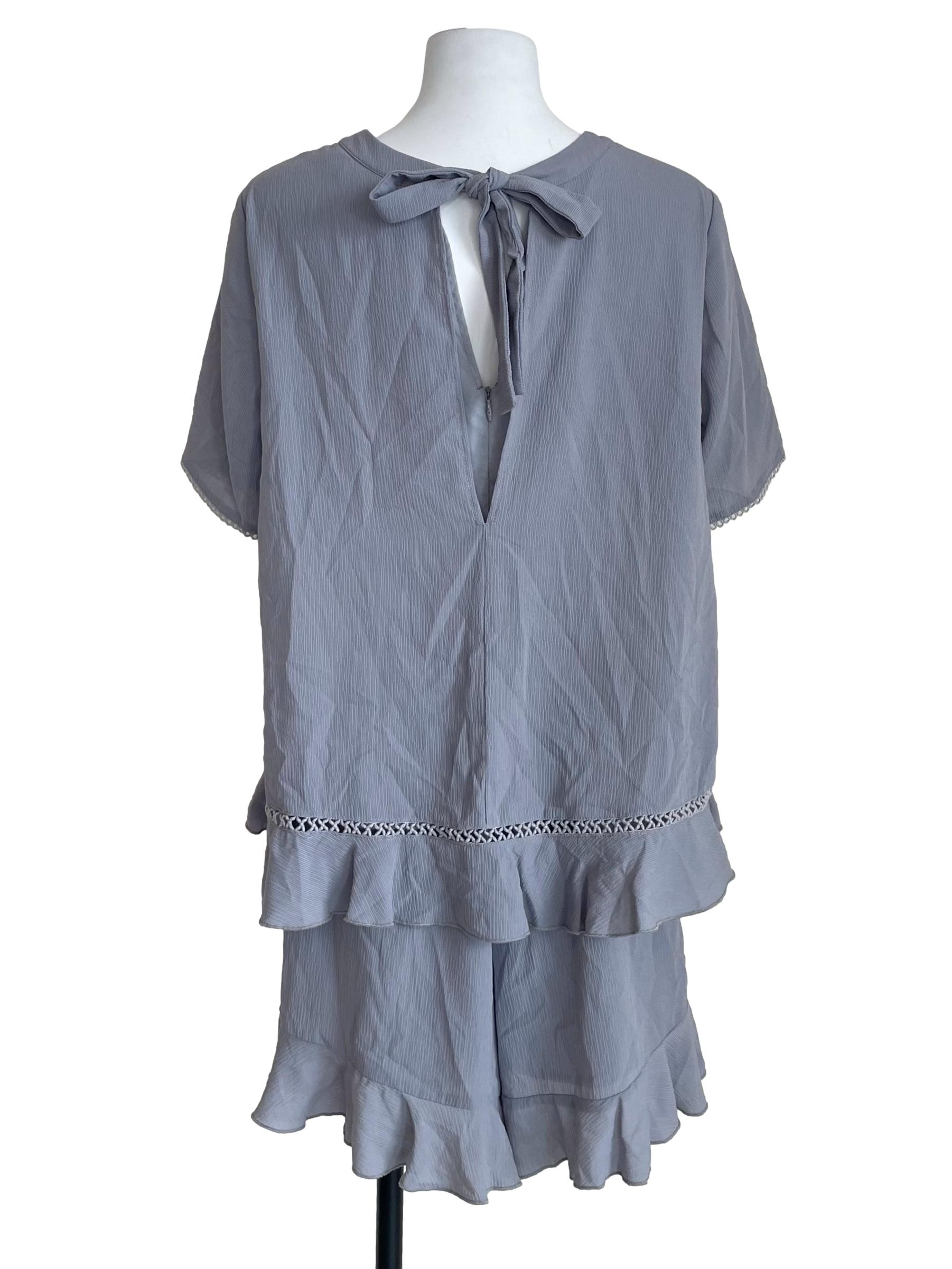 Stone Blue Fake Two-Piece Romper