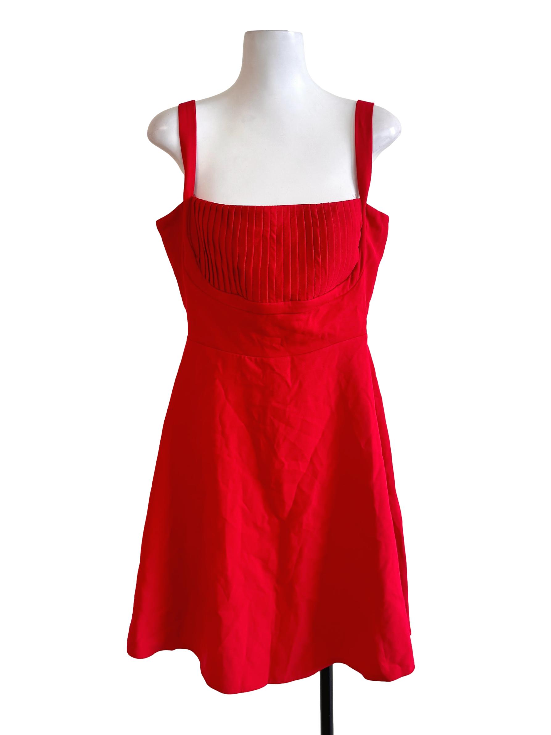 Red Square Neck Skater Dress