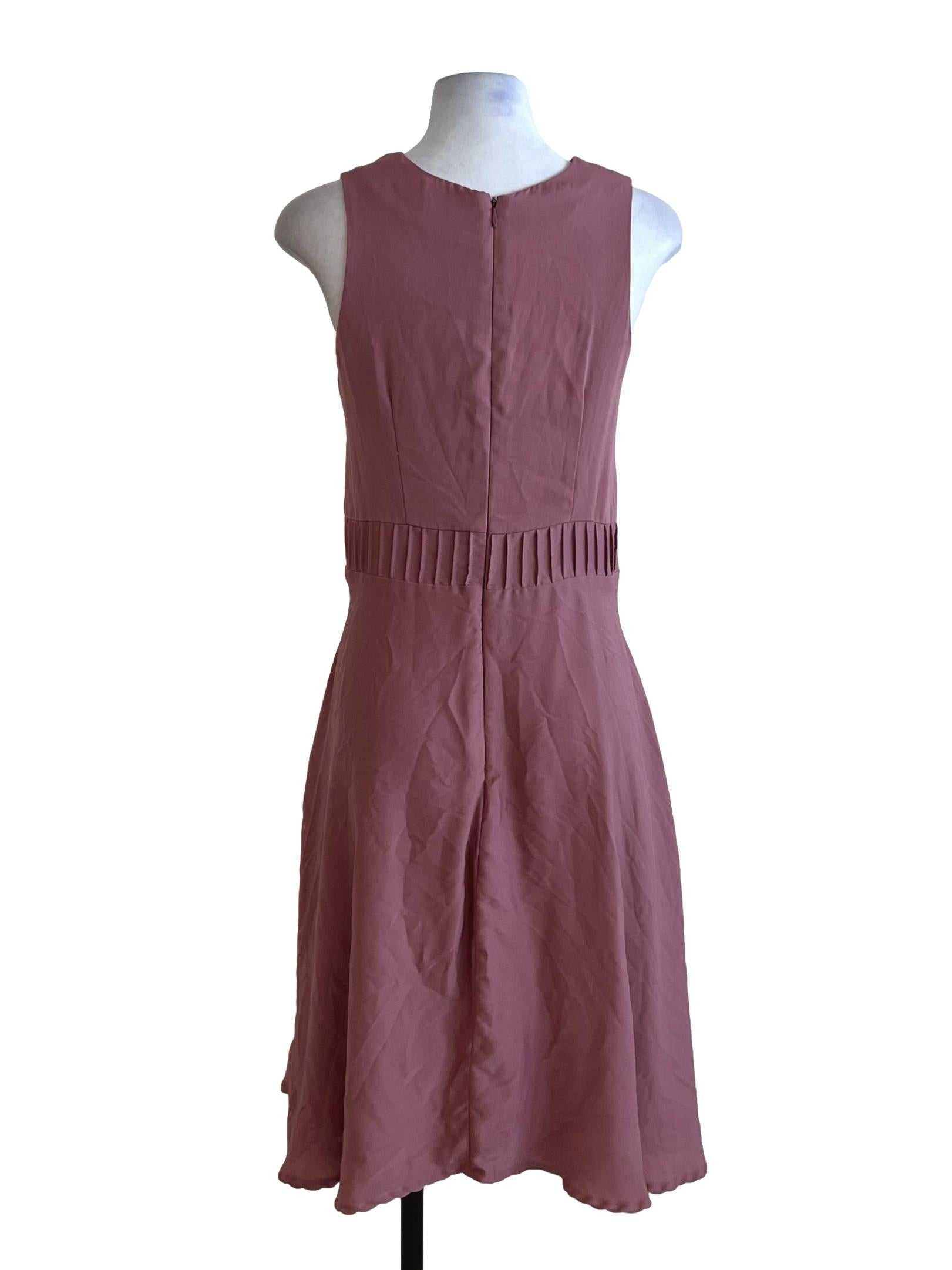 Rose Pink V-Neckline A-Line Dress