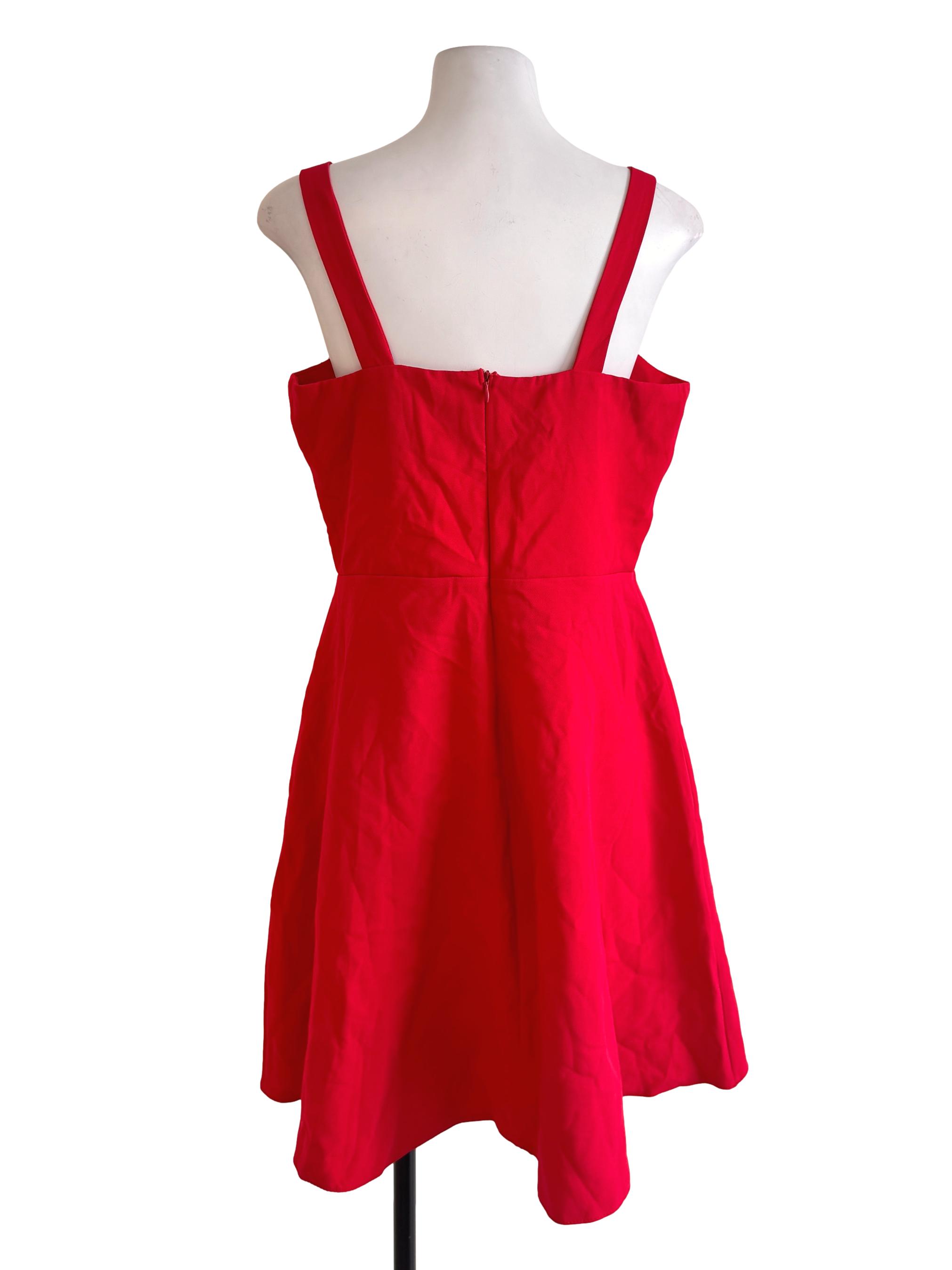 Red Square Neck Skater Dress