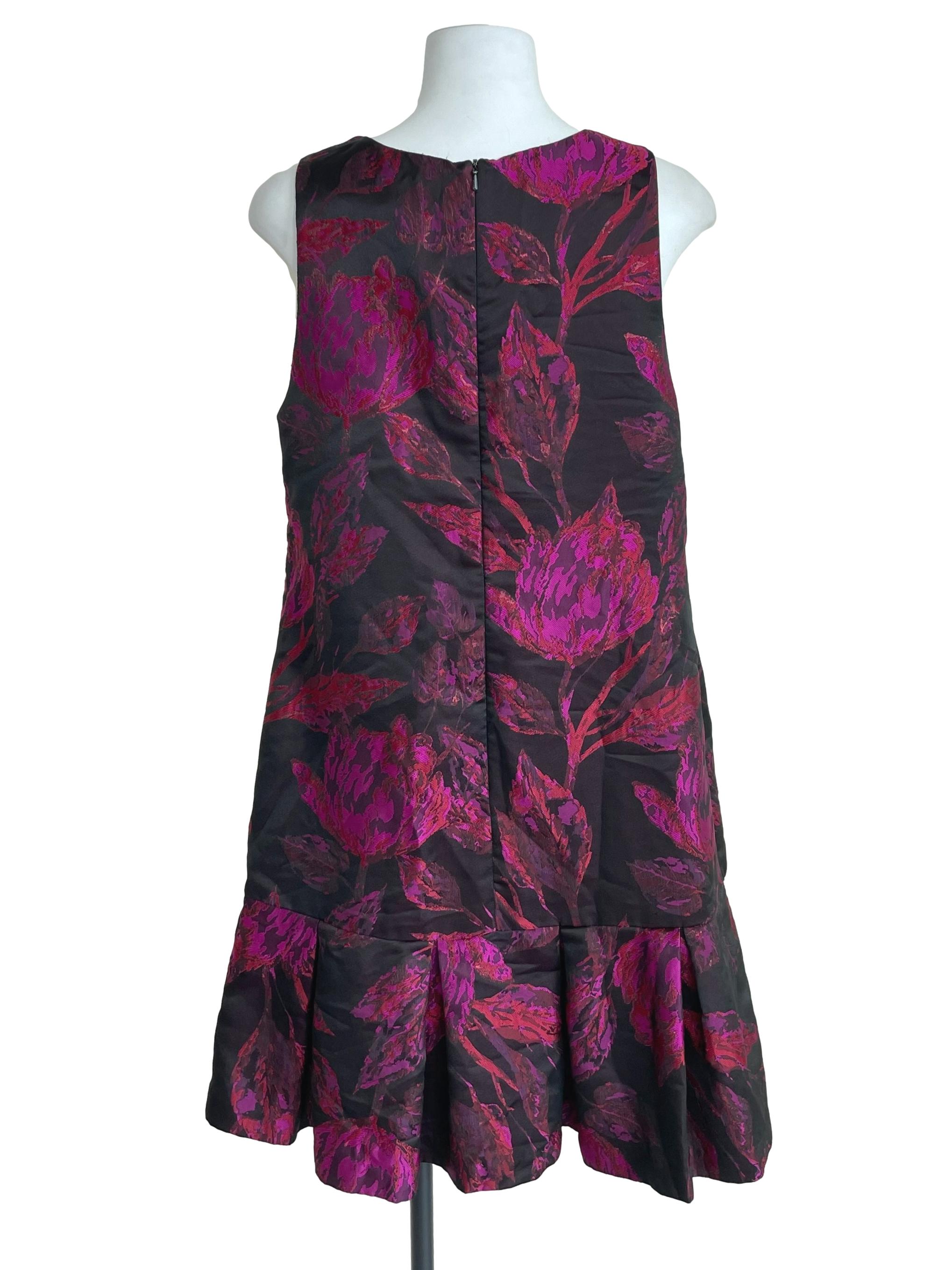Soot Black & Magenta Floral Shift Dress