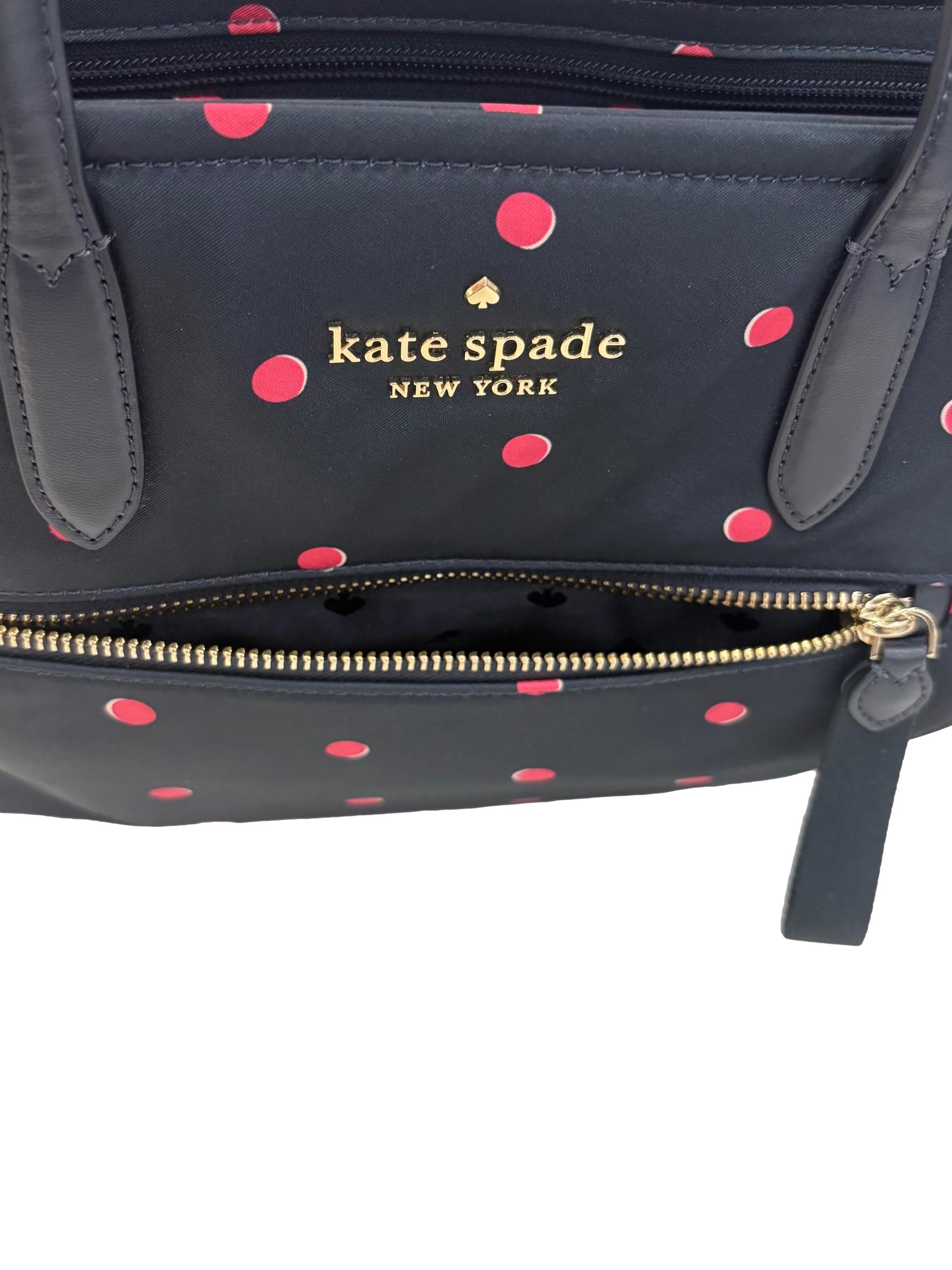 Navy Blue Polka Dot Nylon New York Chelsea Satchel Crossbody Bag CSN