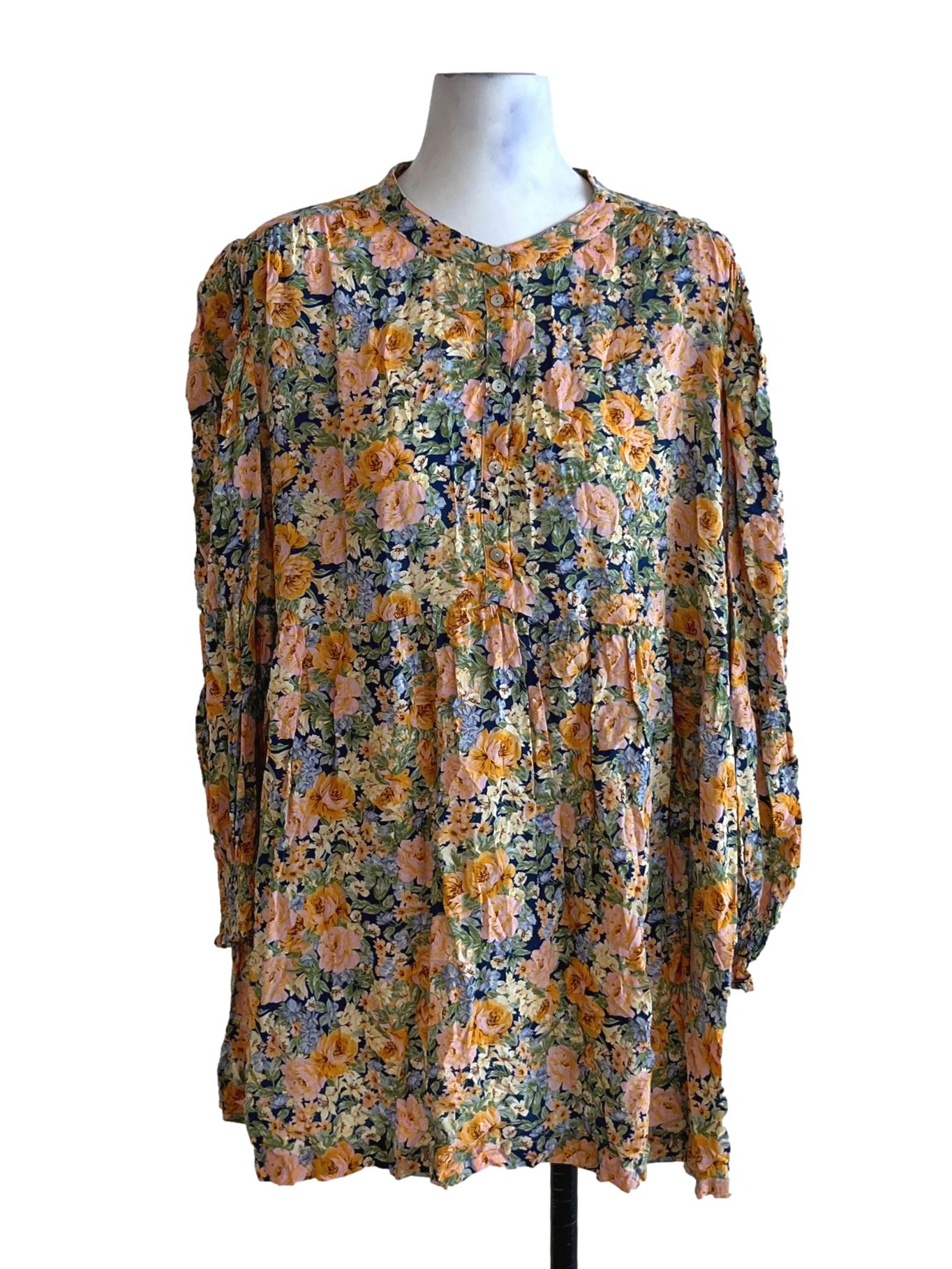 Orange Floral Empire Dress