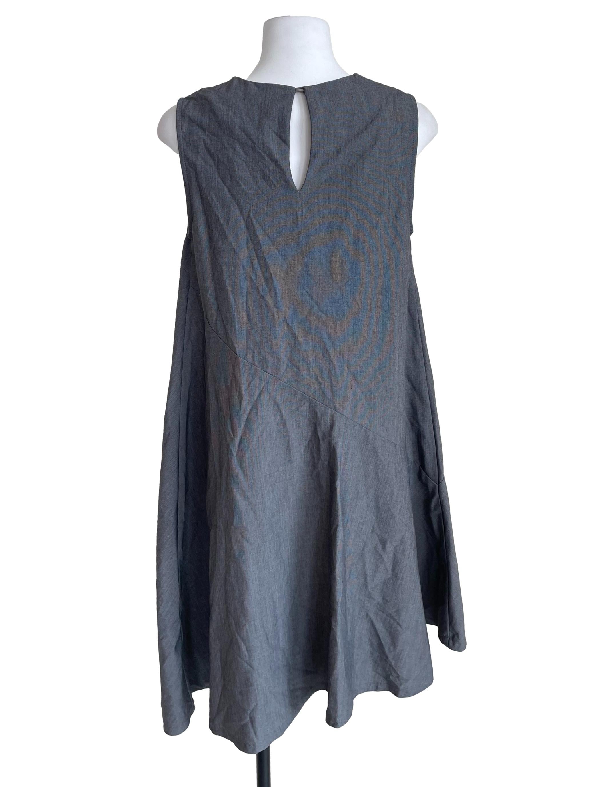 Grey Sleeveless A-Line Dress
