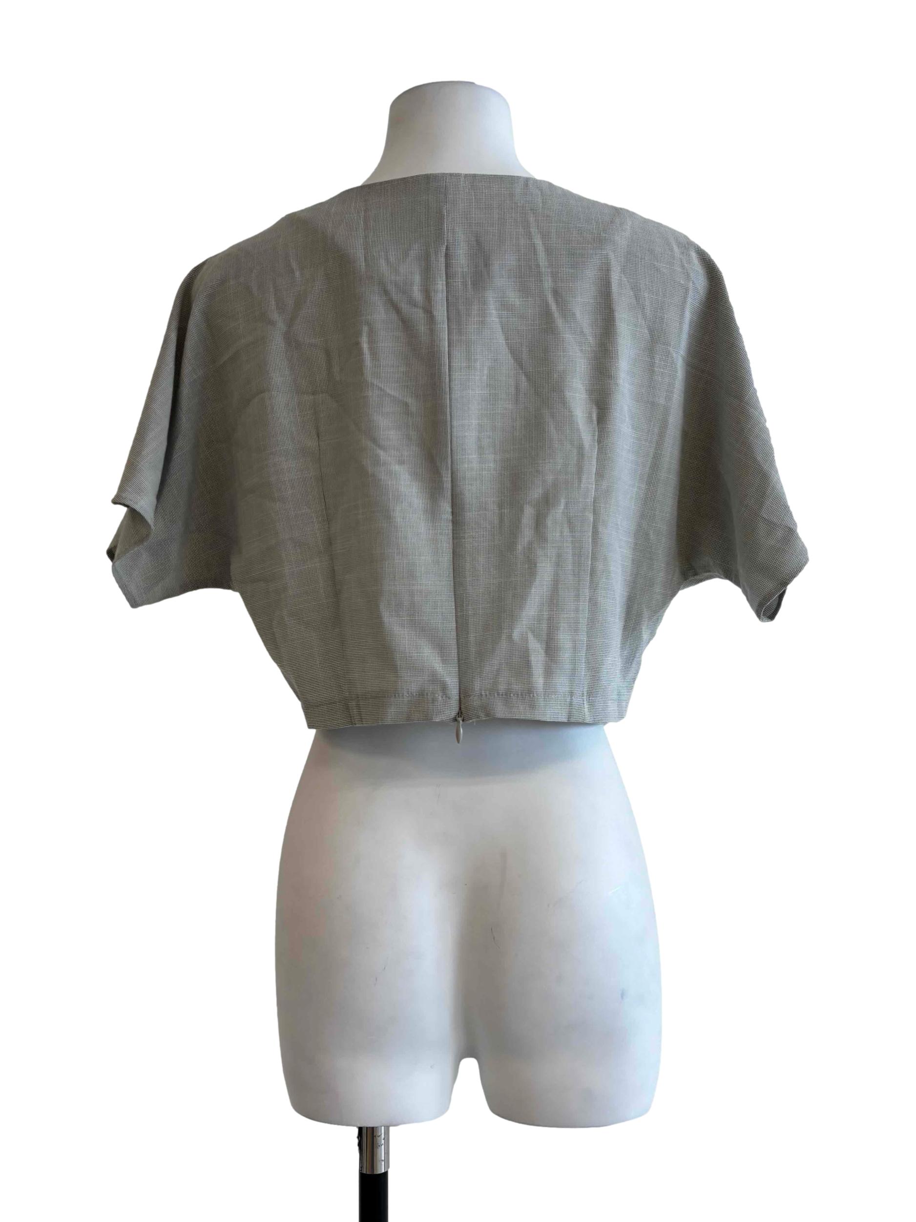 Storm Grey Front Tie Top